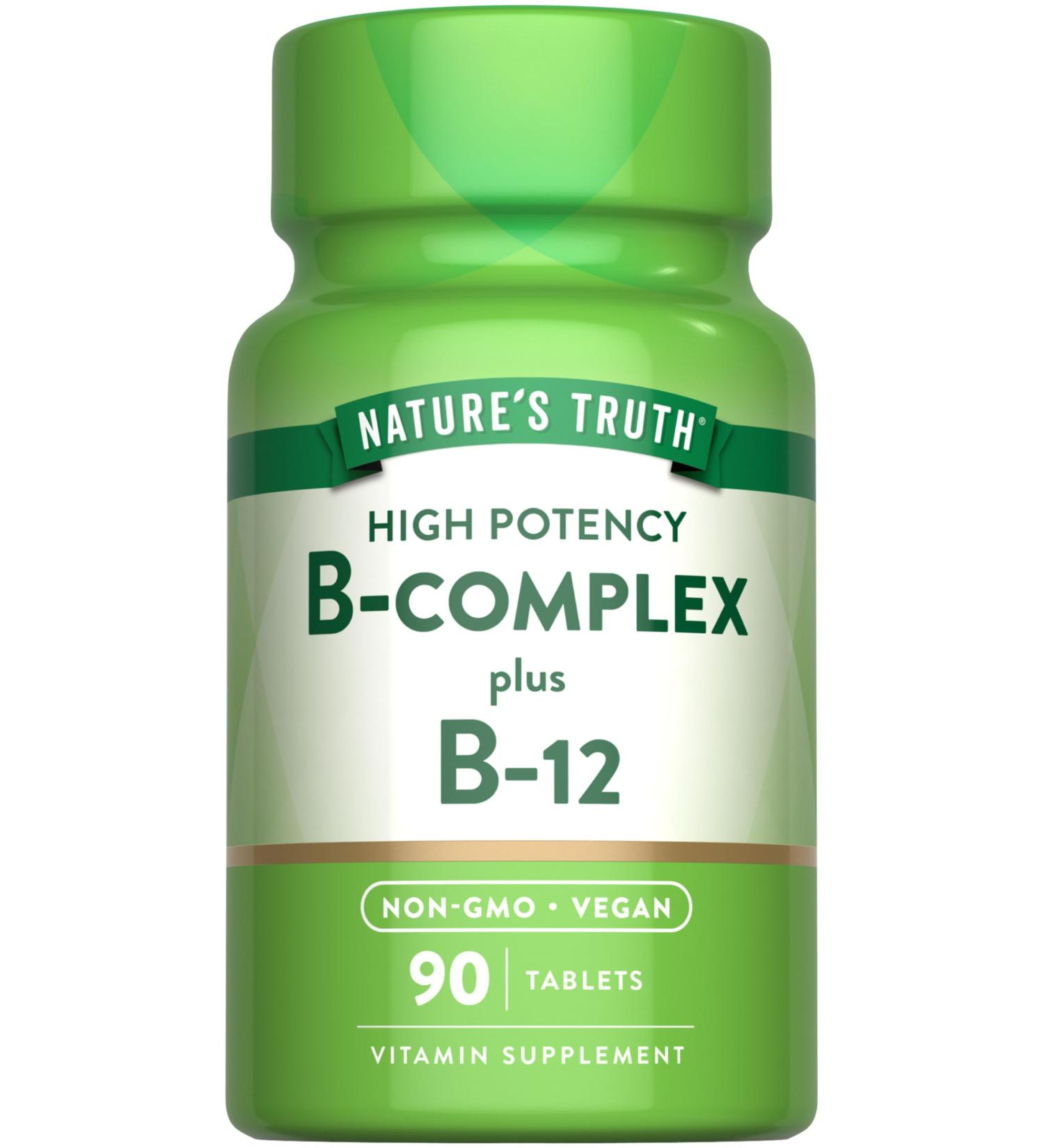 Nature's Truth Vitamin B Complex for Women & Men | Plus B12 | 90 Tablets | High Potency | Vegan and Non-GMO Supplement Unflavored 90 Count (Pack of 1) - Buy Online on GoSupps.com