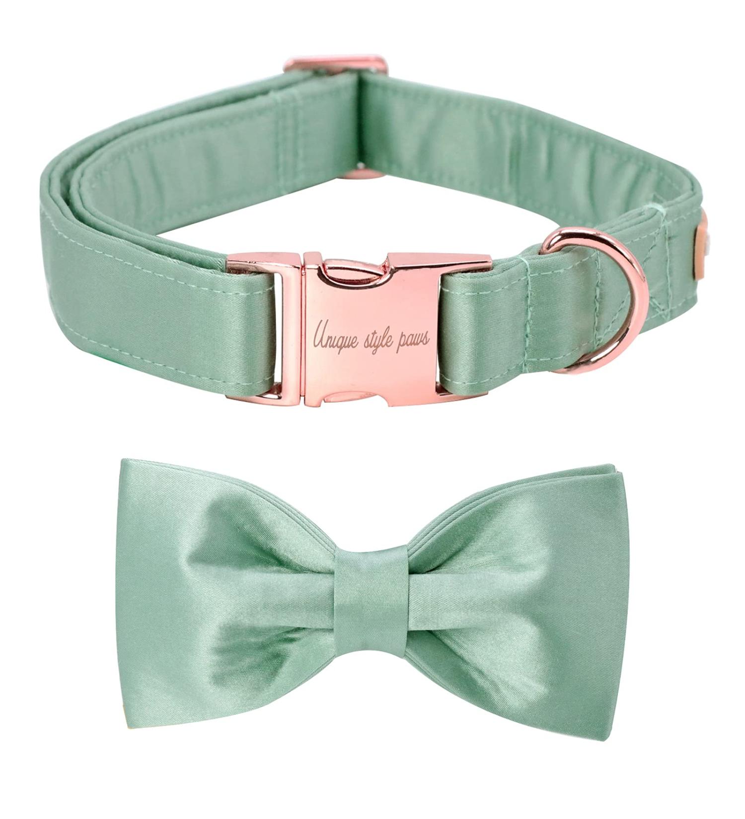 Unique Style Paws Green Satin Adjustable Dog Collar - Halison Schleife for XS Dogs | Perfect Gift for Male & Female Pets - Buy Online on GoSupps.com