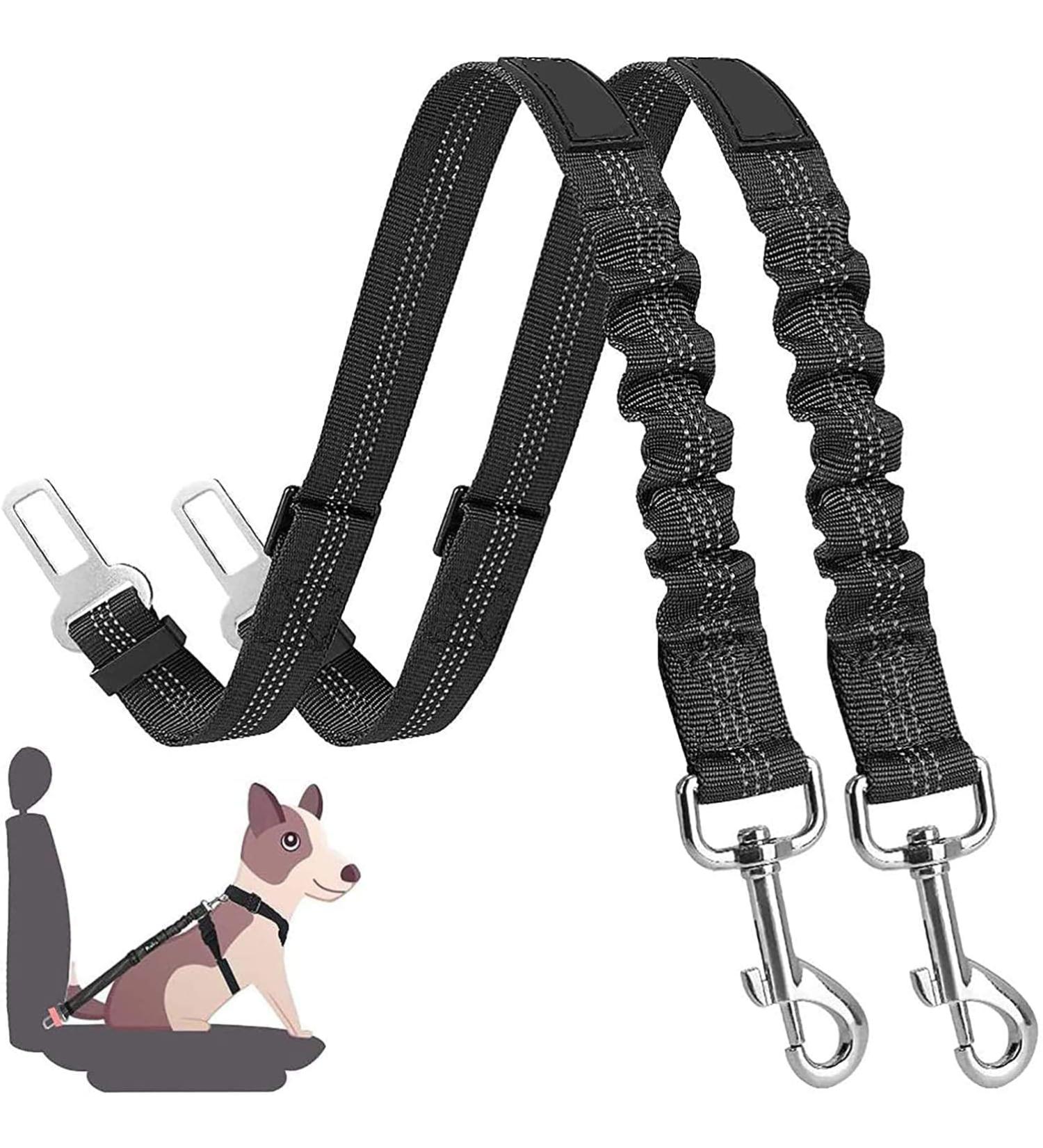 LauCentral Dog Seat Belts for Car 2 Packs Headrest Restraint Puppy Safety Adjustable Dog Car Seatbelts and Strong Leash Leads Accessories for Dogs Cats Pets Black - Buy Online on GoSupps.com