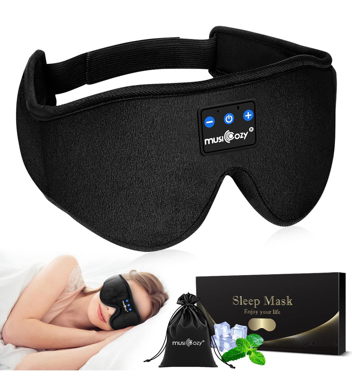 Music Sleep Headphones Bluetooth Headband Sleep Mask for Side Sleepers - Wireless Earbuds for Men, Women - Office Nap, Air Travel - Cool Tech Gifts - Buy Online on GoSupps.com