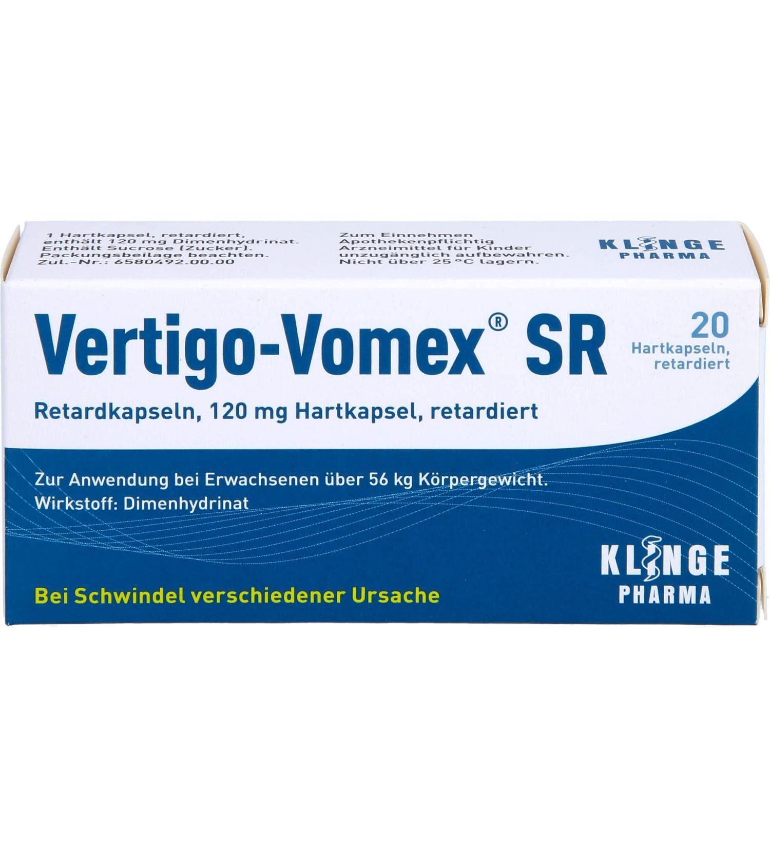 Vertigo-Vomex SR Capsules for Dizziness Relief - 20 Sustained Release Capsules | International Shipping Available - Buy Online on GoSupps.com
