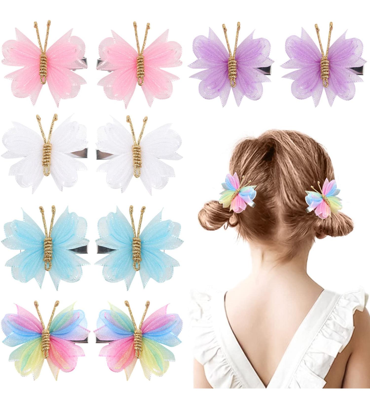 10PCS Mini Butterfly Hair Clips - Colorful Tulle Mesh Hair Bow Pins for Girls & Women | Oaoleer Hair Barrettes for Wedding, Halloween & Cosplay - Buy Online on GoSupps.com