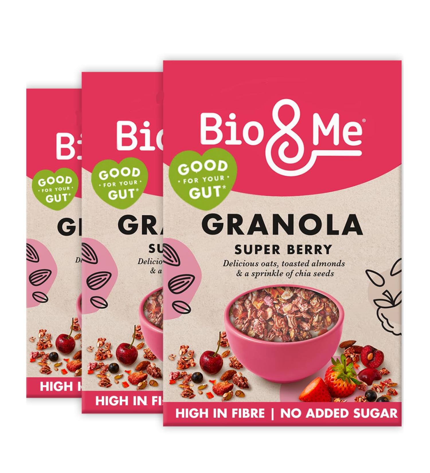  Bio&Me Bio&Me: Super Berry Granola Pack of 3 x 360g Packs Vegan No Added Sugar Gut-Friendly - Buy Online on GoSupps.com