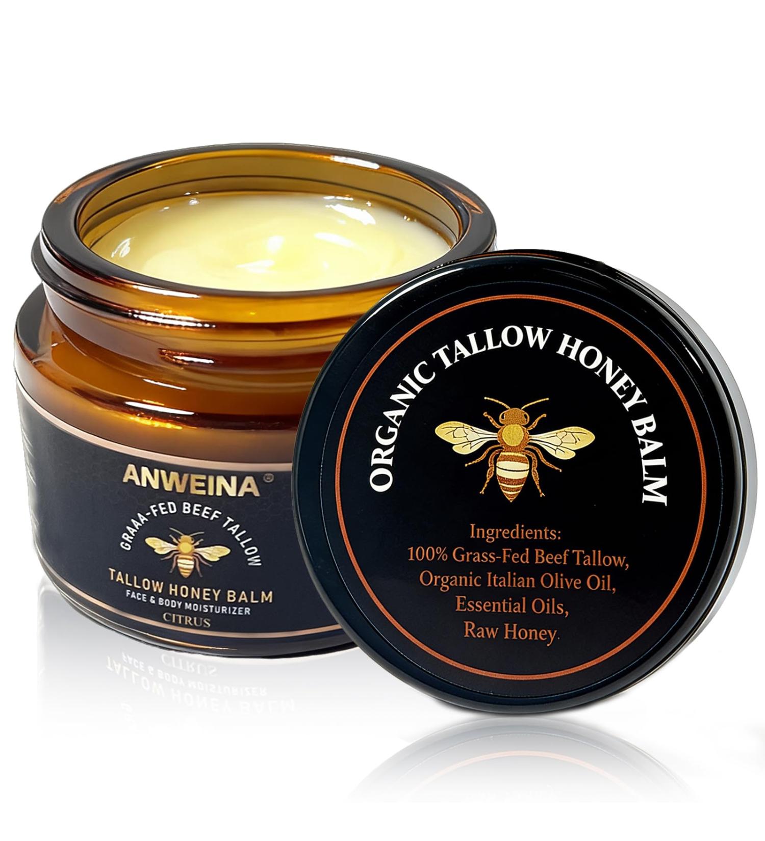 Loobexery Organic Grass-Fed Tallow Honey Balm Beef-Tallow for Skin Whipped Beef Tallow and HoneyBalm with Raw Honey - Natural Beef Tallow Face Moisturizer for Body & Face (2 Oz) - Buy Online on GoSupps.com