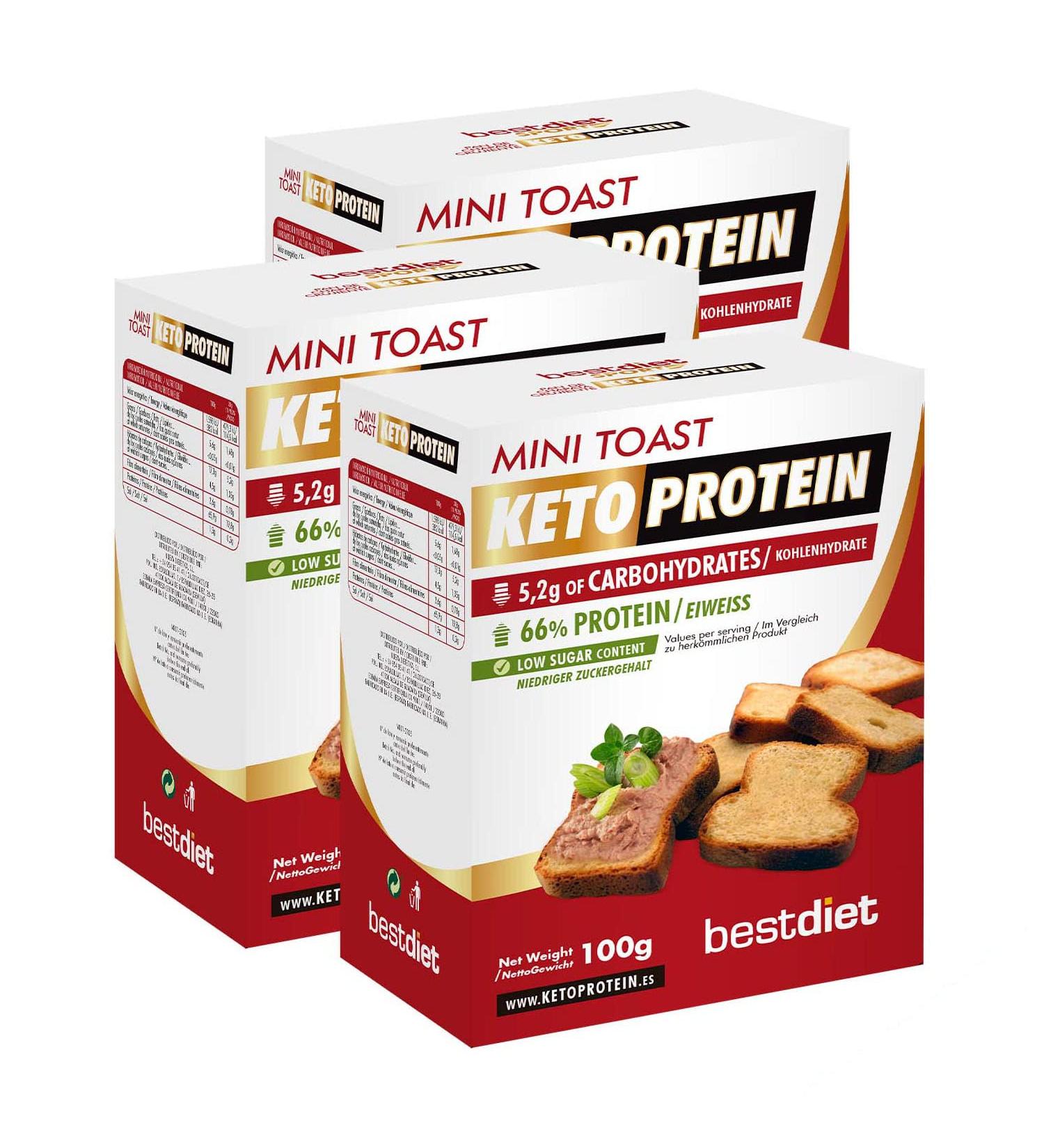 Bestdiet Keto Protein Mini Toast - High Protein Snack - 3x100g Pack | Low Carb Diet-essential - Buy Online on GoSupps.com