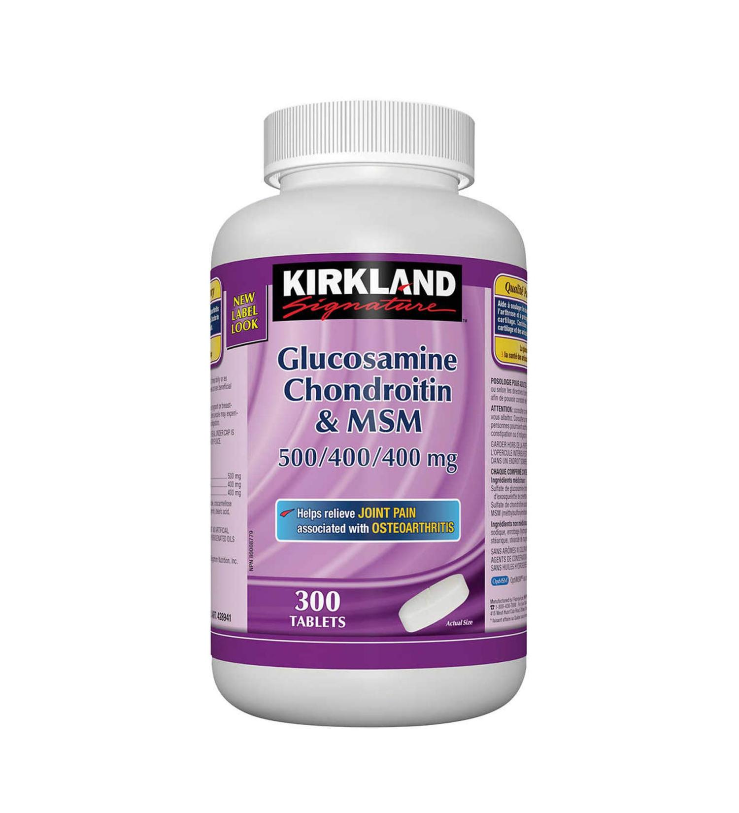 Kirkland Signature Glucosamine Chondroitin and MSM 500/400/400 mg 300 Tablets - Buy Online on GoSupps.com