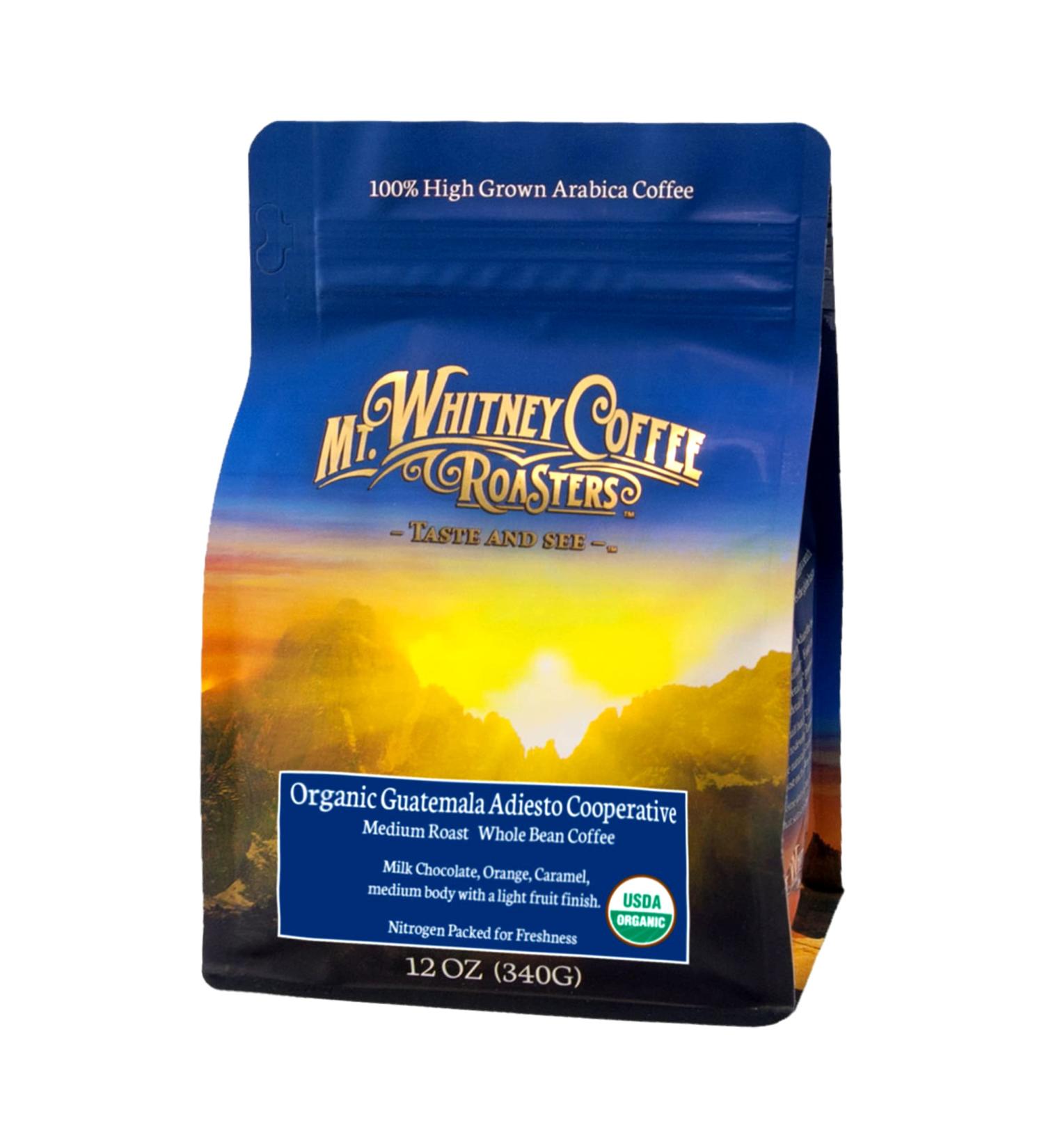 Organic Guatemala Adiesto Medium Roast Coffee - Mt. Whitney Roasters 12 oz Whole Beans - Buy Online on GoSupps.com