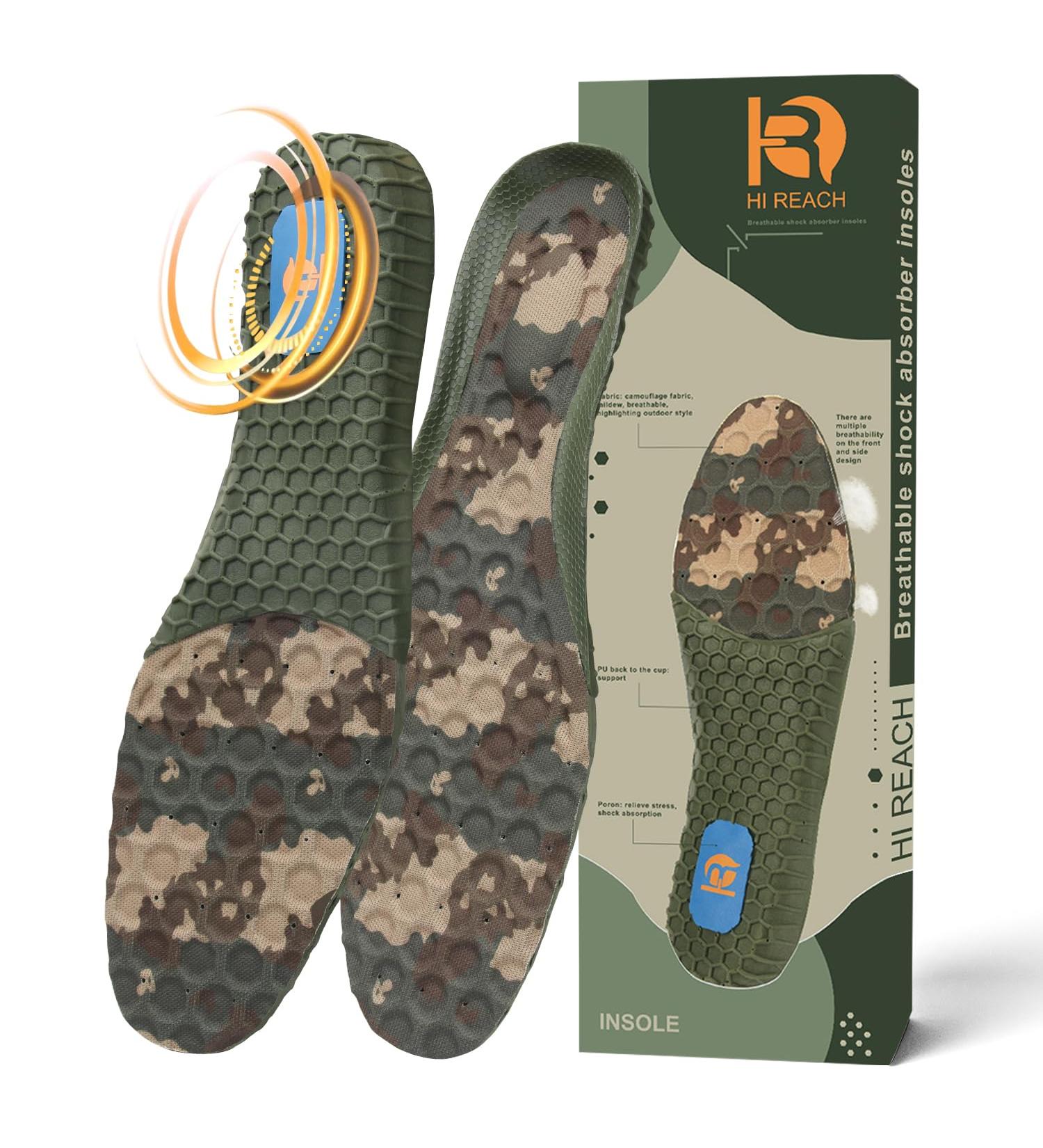 220+ lbs Camouflage Sports Insoles - High Arch Support for Flat Feet & Heel Spur Relief | Unisex Running & Walking Inserts (M(7-9.5 - Buy Online on GoSupps.com