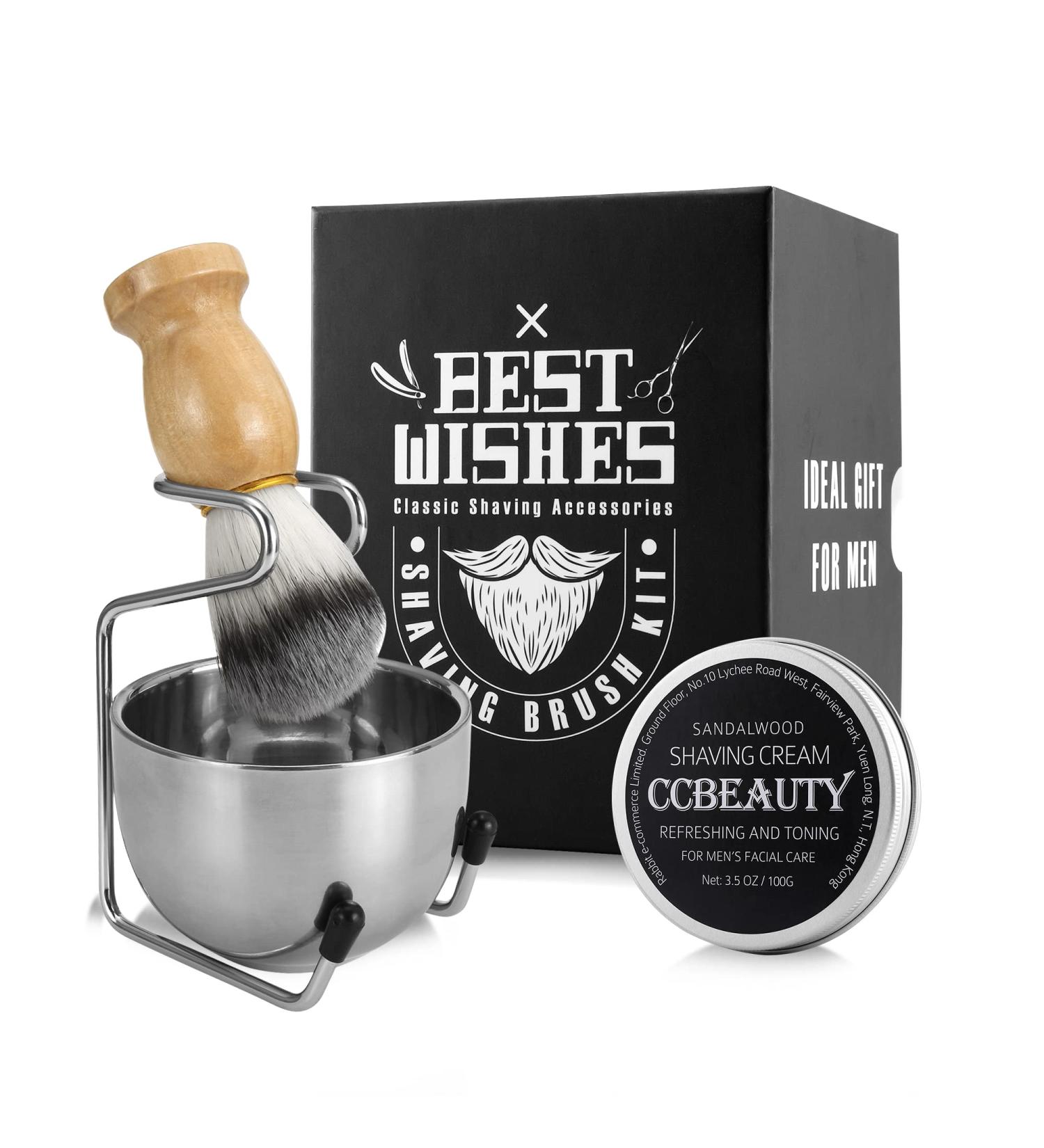 Ccbeauty 4-in-1 Men's Wet Shaving Set | Stainless Steel Razor Brush & Bowl | Classic Wet Shaving Kit - Buy Online on GoSupps.com