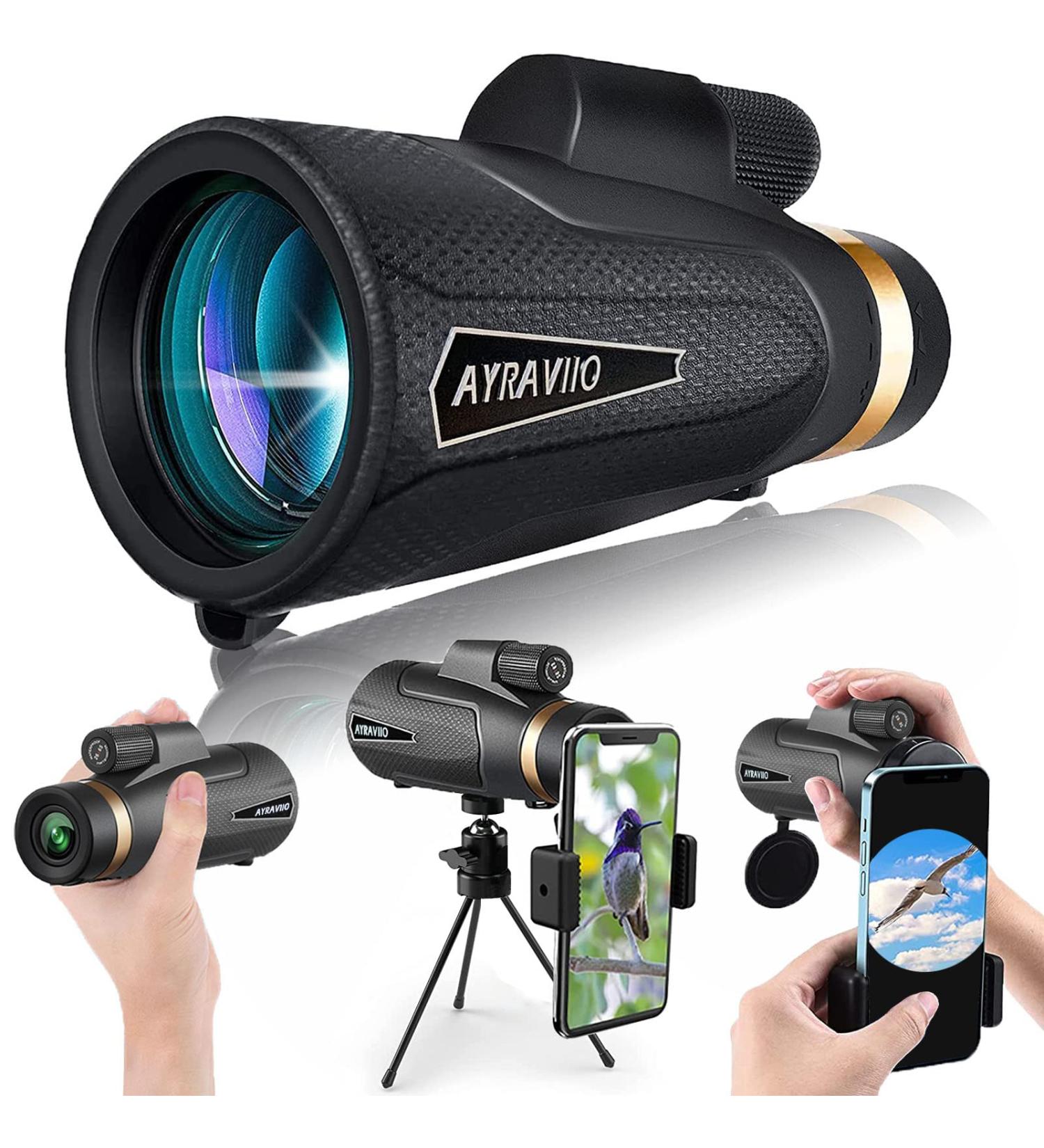 AYRAVIIO 1260 Monocular Telescope with Smartphone Holder & Upgraded Tripod  High Powered SMC & BAK4 Scope for Adults  Birthday Gifts for Men Dad Him Husband Boyfriend  Gadgets for Birdwatching - Buy Online on GoSupps.com