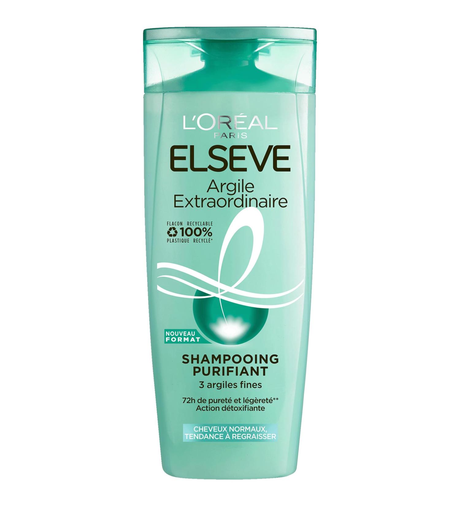 L'Or al Paris - Purifying Shampoo for Normal Hair Tendency to Regrease - Purified Scalp - Enriched with Fine Clays - Elseve Extraordinary Clay - 300 ml