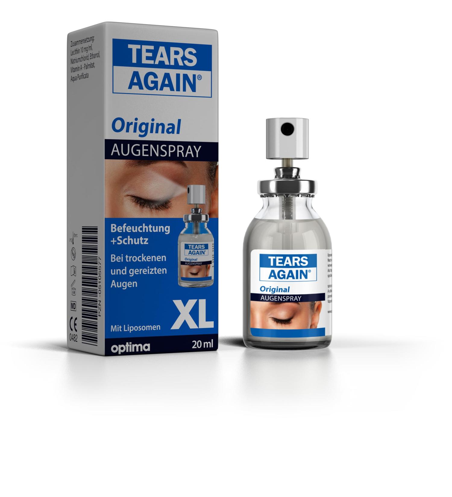 Tears Again XL Eyespray for Dry Eyes - 20ml Preservative-Free Solution for Kids & Adults - Soothing Relief for Tired Burning & Irritated Eyes - Buy Online on GoSupps.com