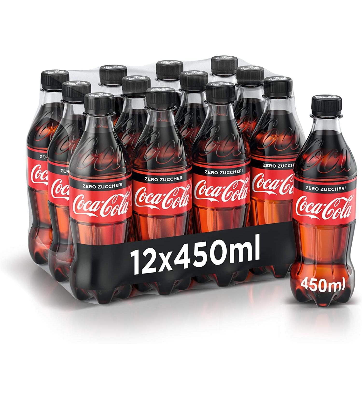 Coca-Cola Zero Zucchini Sugar Free Italian Soft Drink PET 450ml Coca Cola 24 Count - Buy Online on GoSupps.com
