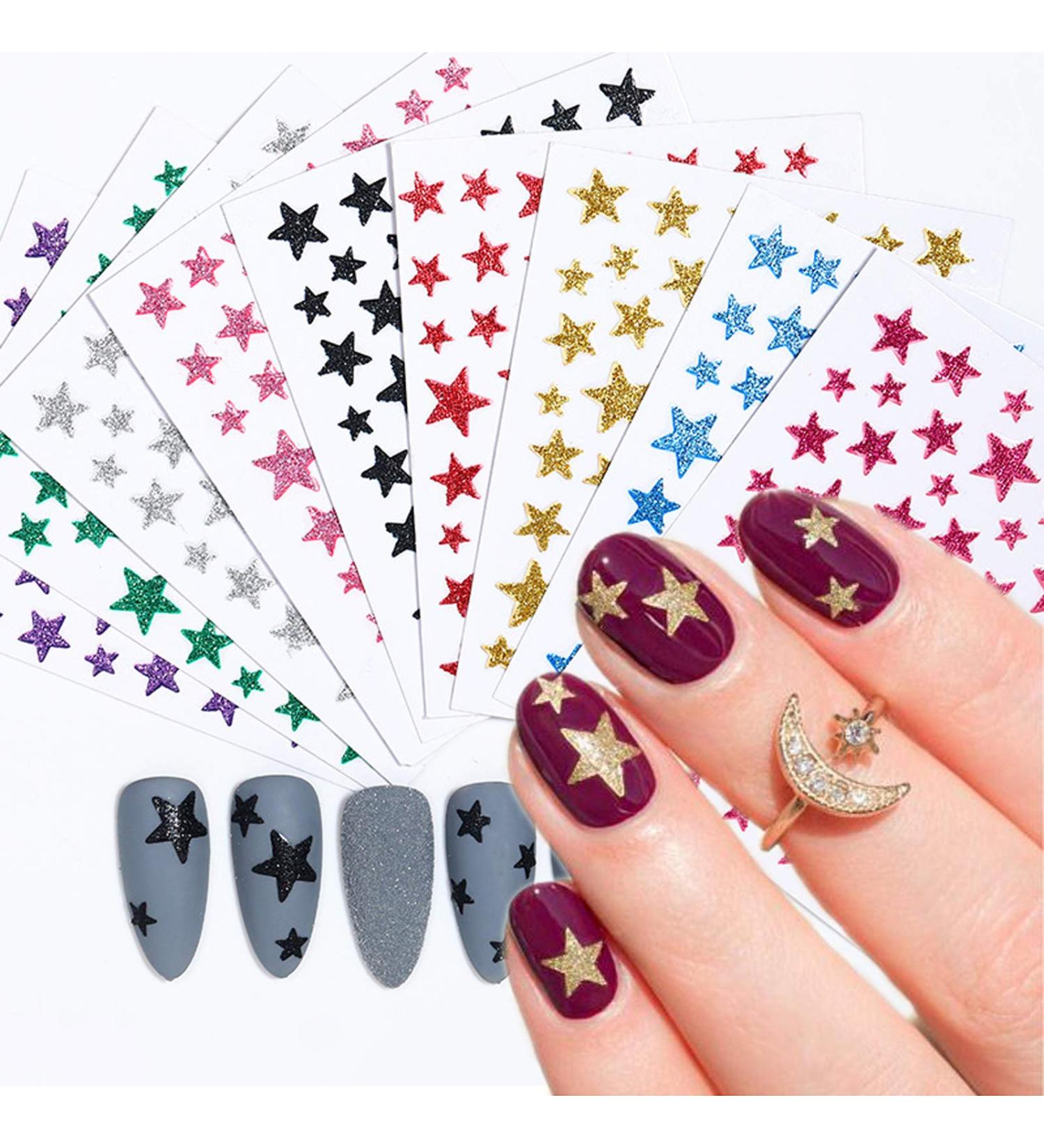 10 Sheets Star Nail Art Stickers Decals Kalolary Nail Art Supplies 3D Self-Adhesive Holographic Laser Star Nail Art Sticker Five-Pointed Star Foil Paper for Nails Design Manicure - Buy Online on GoSupps.com
