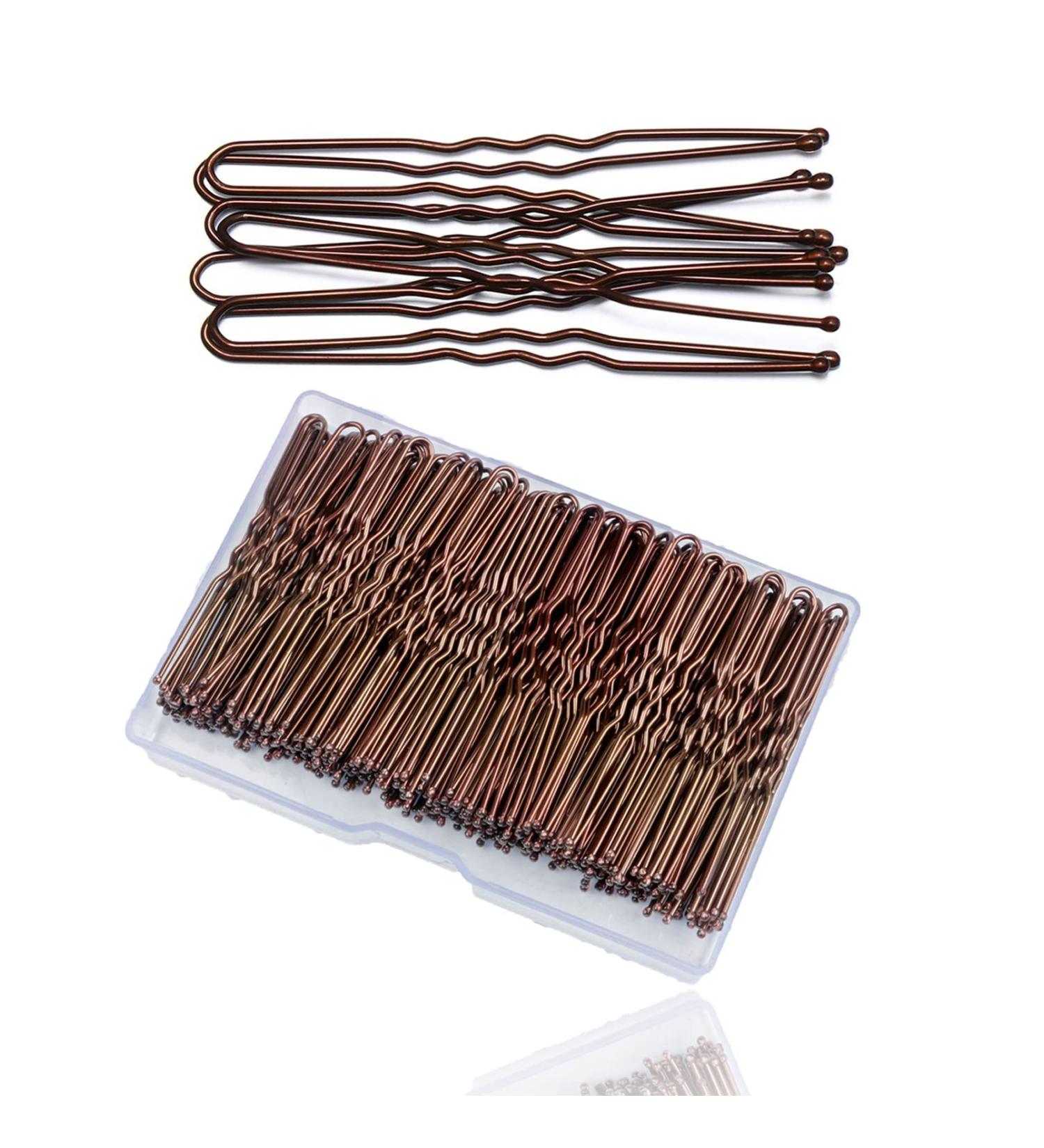 200 PCS Bobby Pins for Thick Hair U Shaped Hair Pins Hair Grips for Buns Secure Hold Girls Women Styling Pins with Storage Box Hair Decoration Hairdressing Salon Home Use Brown - Buy Online on GoSupps.com