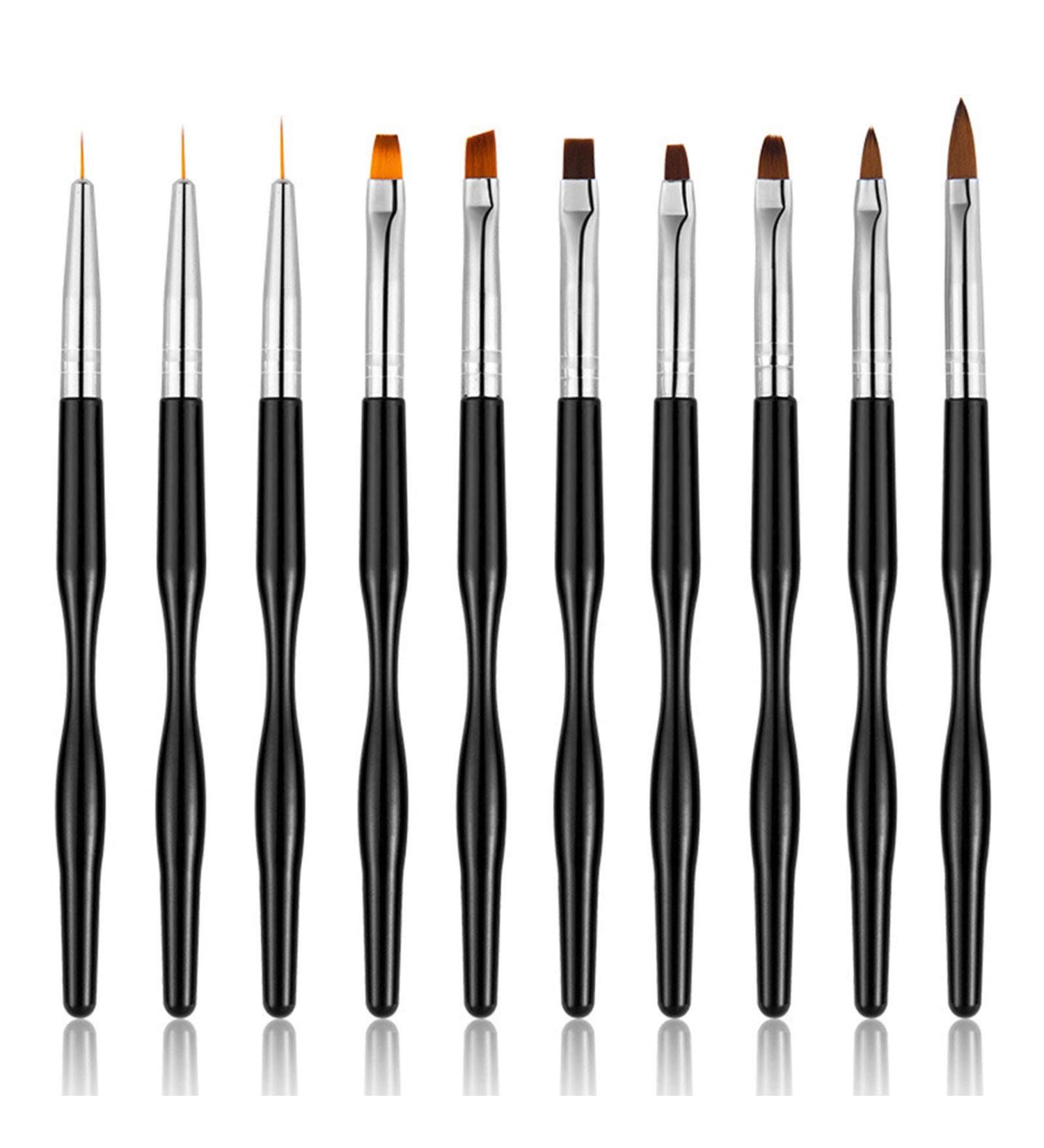 10Pcs Nail Art Brush Set - Professional Painting Drawing & Embossing Tools for DIY Manicure - International Shipping Available - Buy Online on GoSupps.com