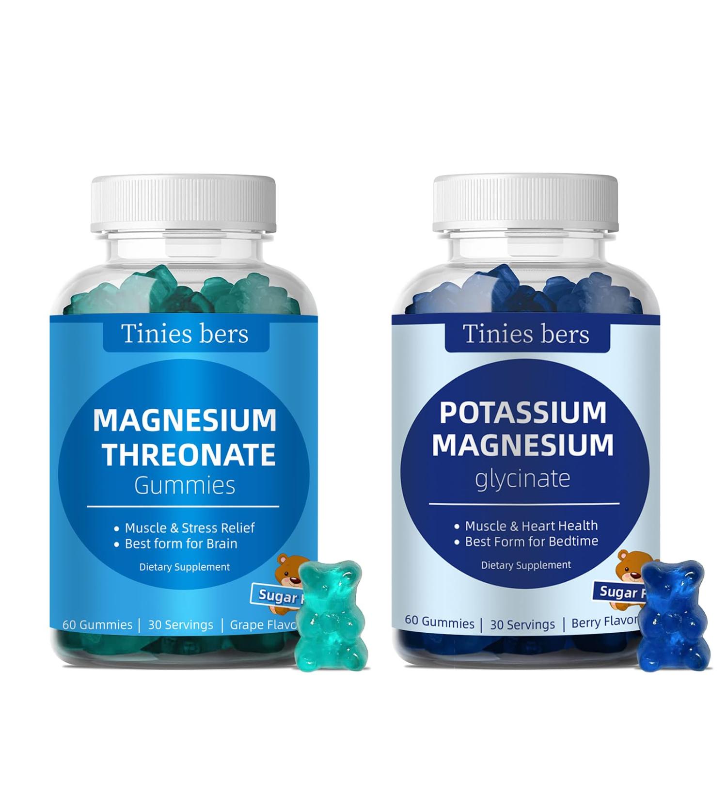 Magnesium Threonate & Potassium Magnesium Gummies 500mg | Sugar-Free, Vegan, Non-GMO | Natural Fruits Flavor for Adults & Kids - Buy Online on GoSupps.com