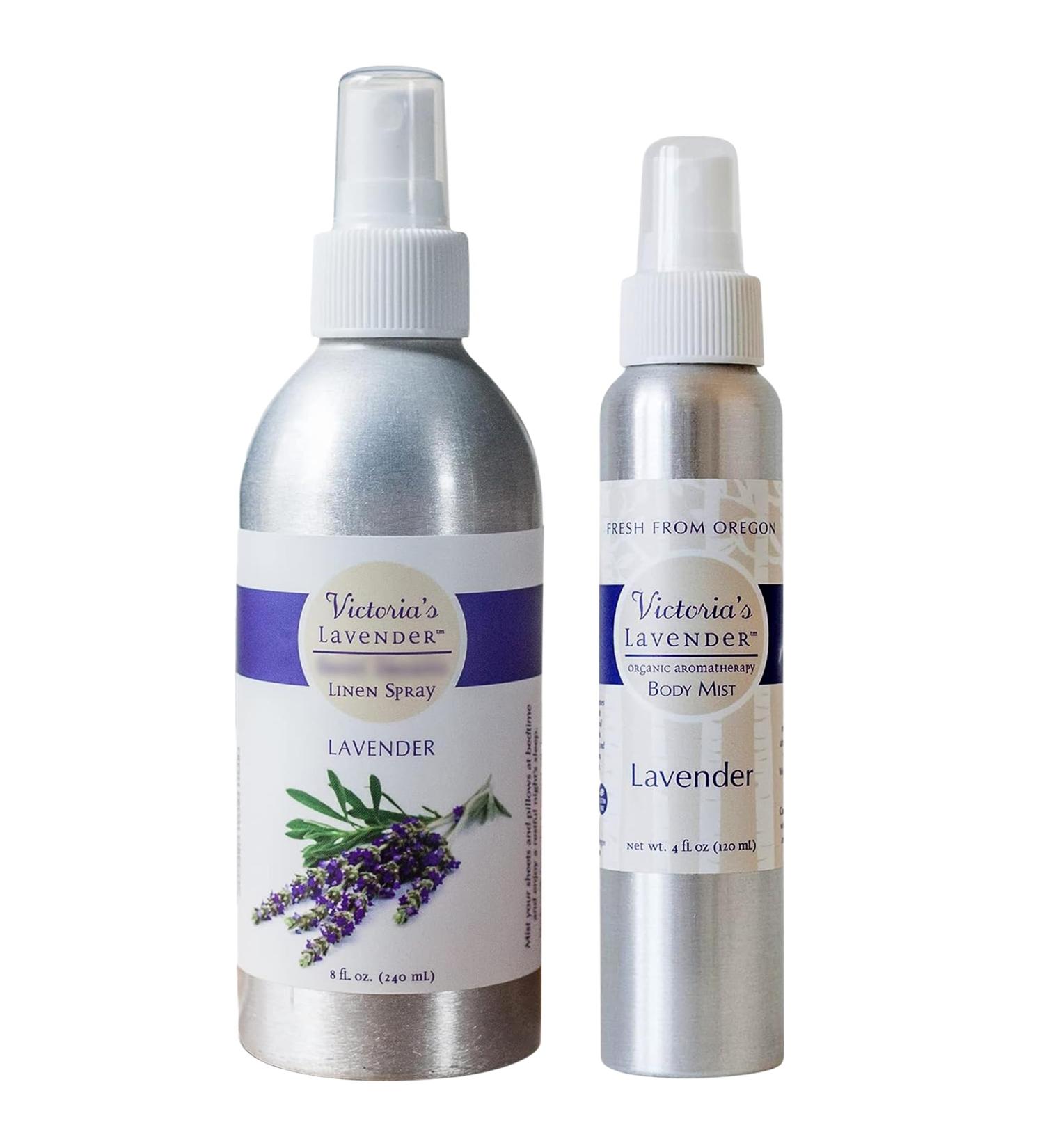 Victoria's Lavender Pillow and Linen Spray Mist Spray (8 oz) and Aromatherapy Body Mist Spray - After Sun Solar Recovery Spray with Aloe Vera (4 oz) with Lavender Essential Oil - (Set of 2) Lavender Linen Spray 8 Ounce & Body Mist 4 Ounce - Buy Online on GoSupps.com