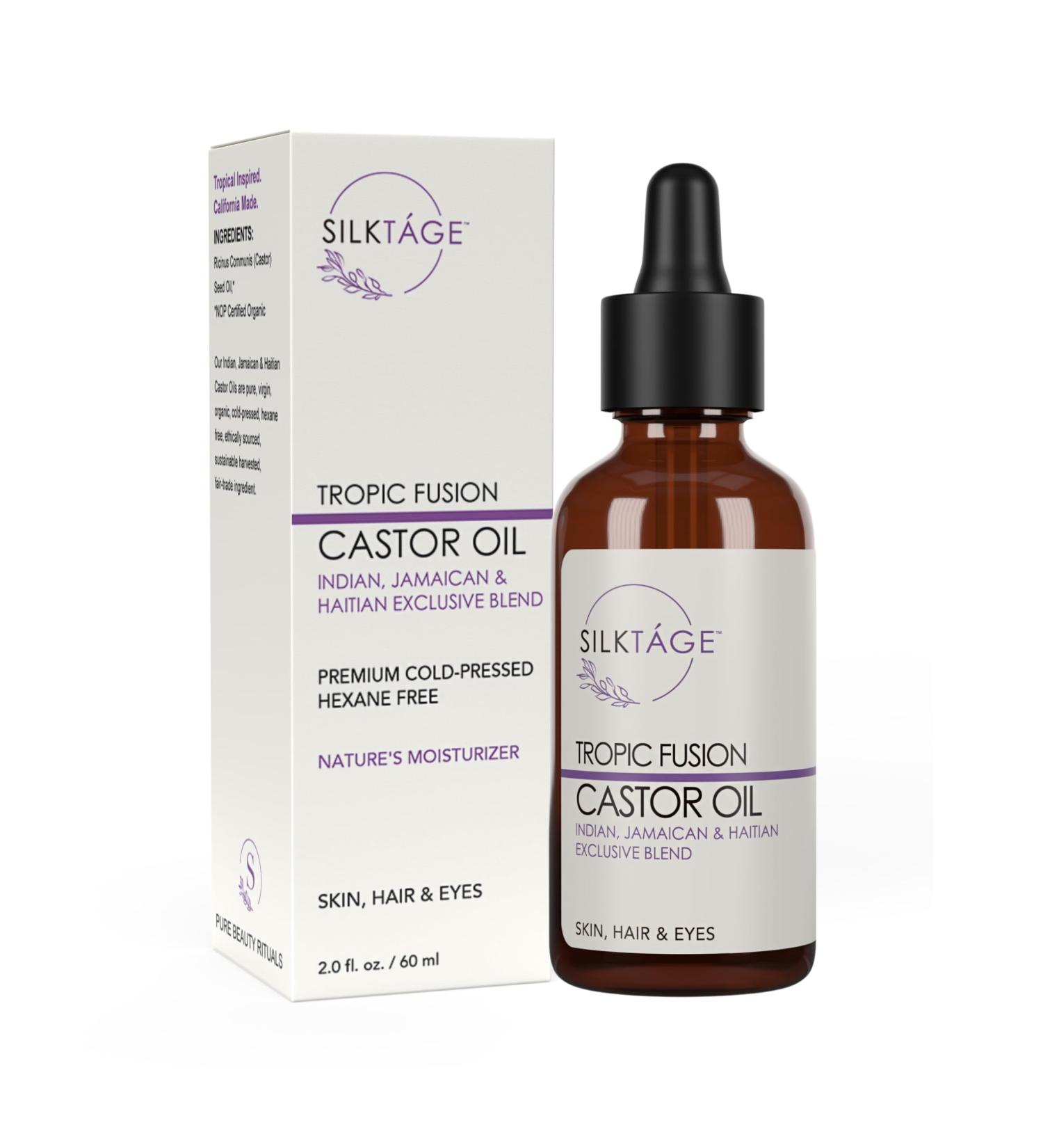 Buy SILKTAGE Tropic Fusion Castor Oil - Organic Blend for Healthy Hair & Skin | Cold Pressed Hexane Free - 2.0 Fl Oz - Buy Online on GoSupps.com