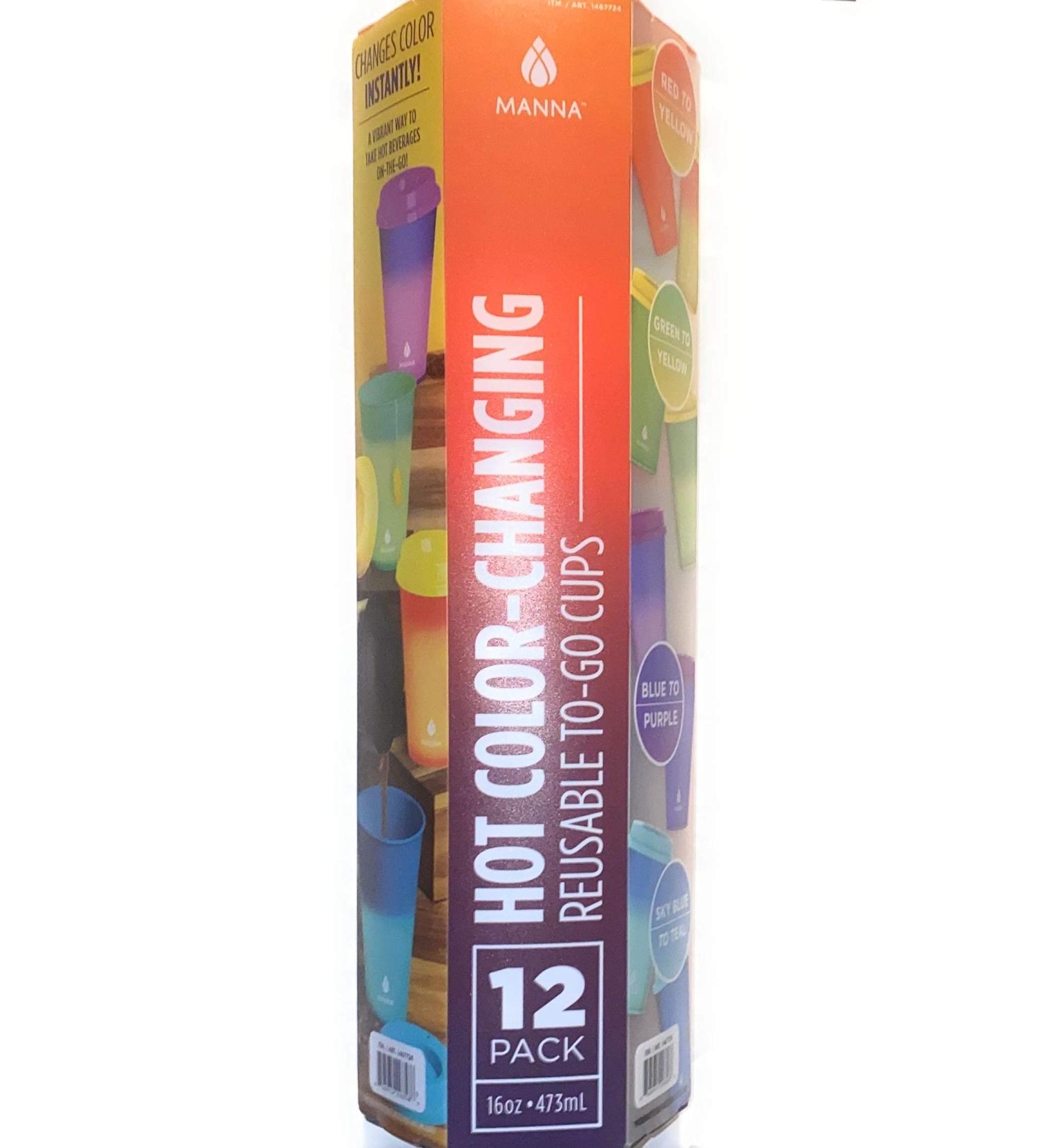 Manna Plastic Color Changing To-Go Cups 12-pack 16oz - Buy Online on GoSupps.com