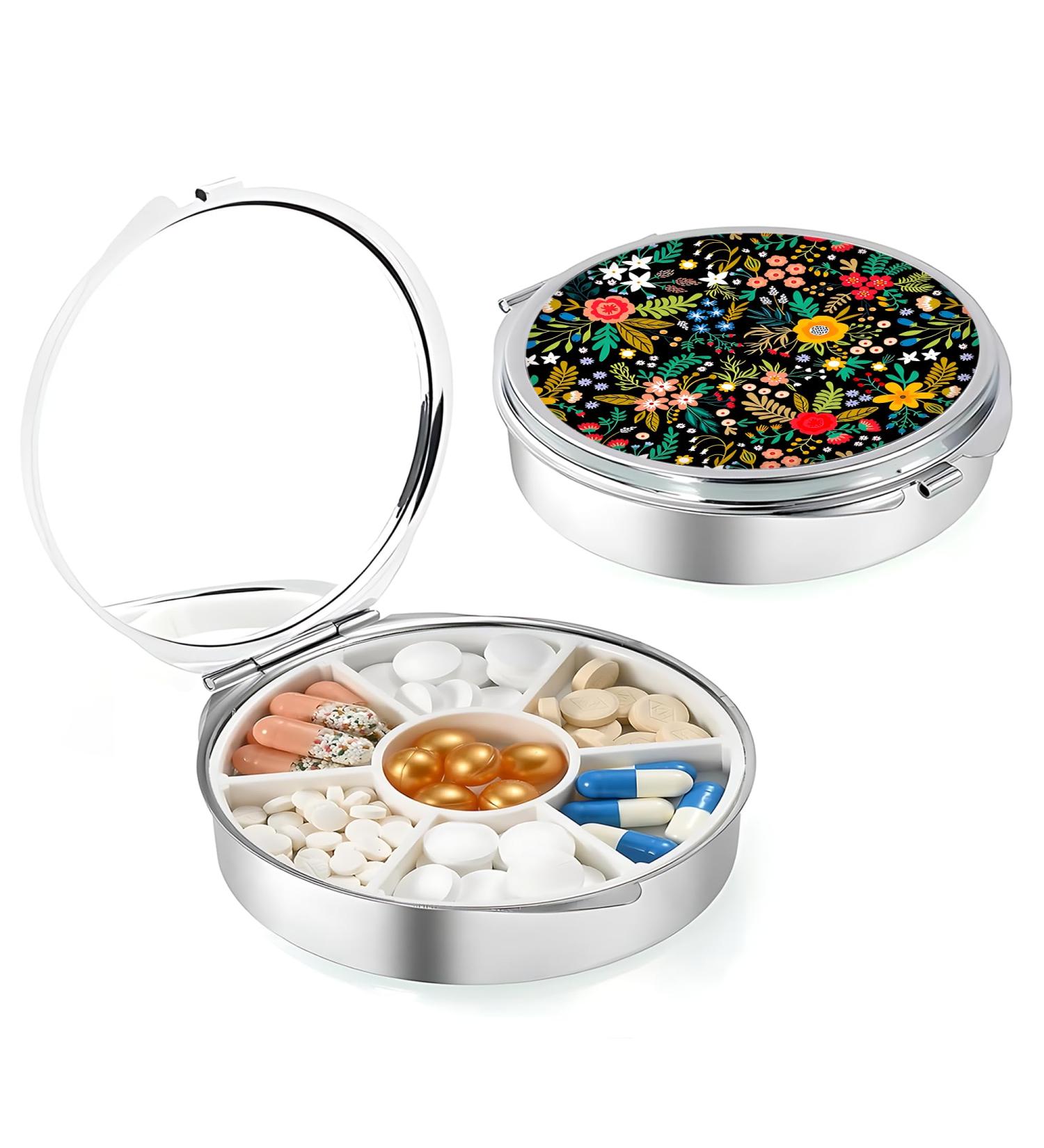 Weekly Pill Case & Vitamin Organizer | Portable 7-Day Medicine Planner | Floral Design Gift - Buy Online on GoSupps.com