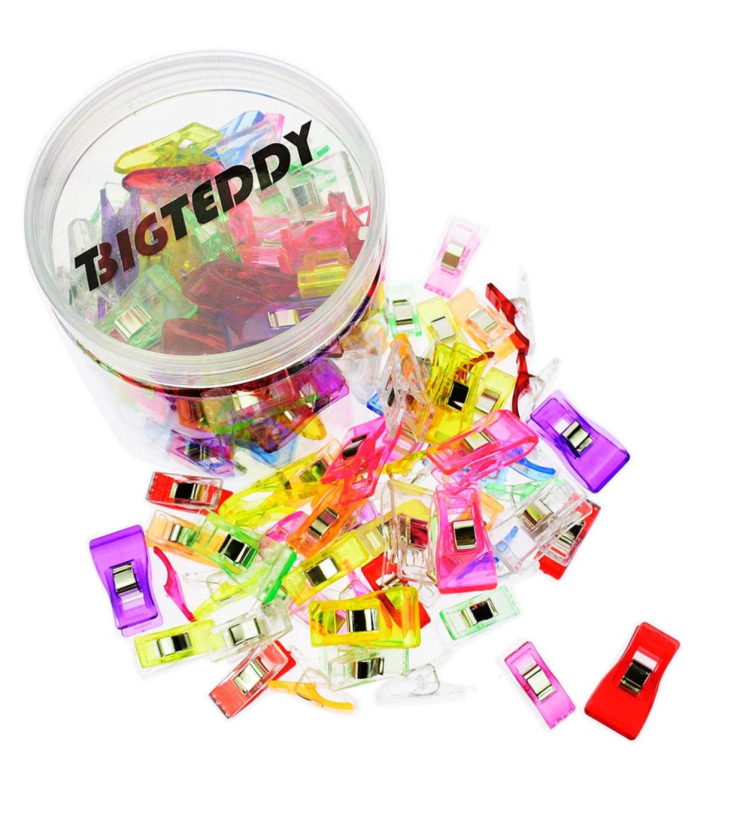 BigTeddy 100pcs Sewing Clips for Quilting & Binding Hem - Assorted Colors Set with Case | Multipurpose Sewing Tools - Buy Online on GoSupps.com