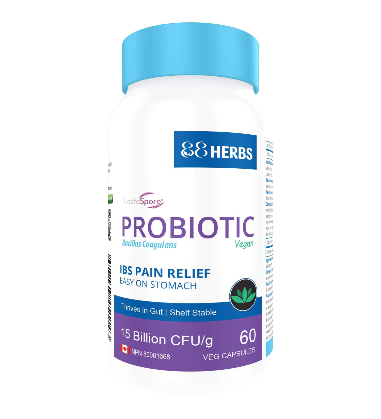 Probiotic Bacillus Coagulans IBS Management Premium Grade Lactospore -Vegan High Survivability in Gut Shelf Stable 60 caps - Buy Online on GoSupps.com