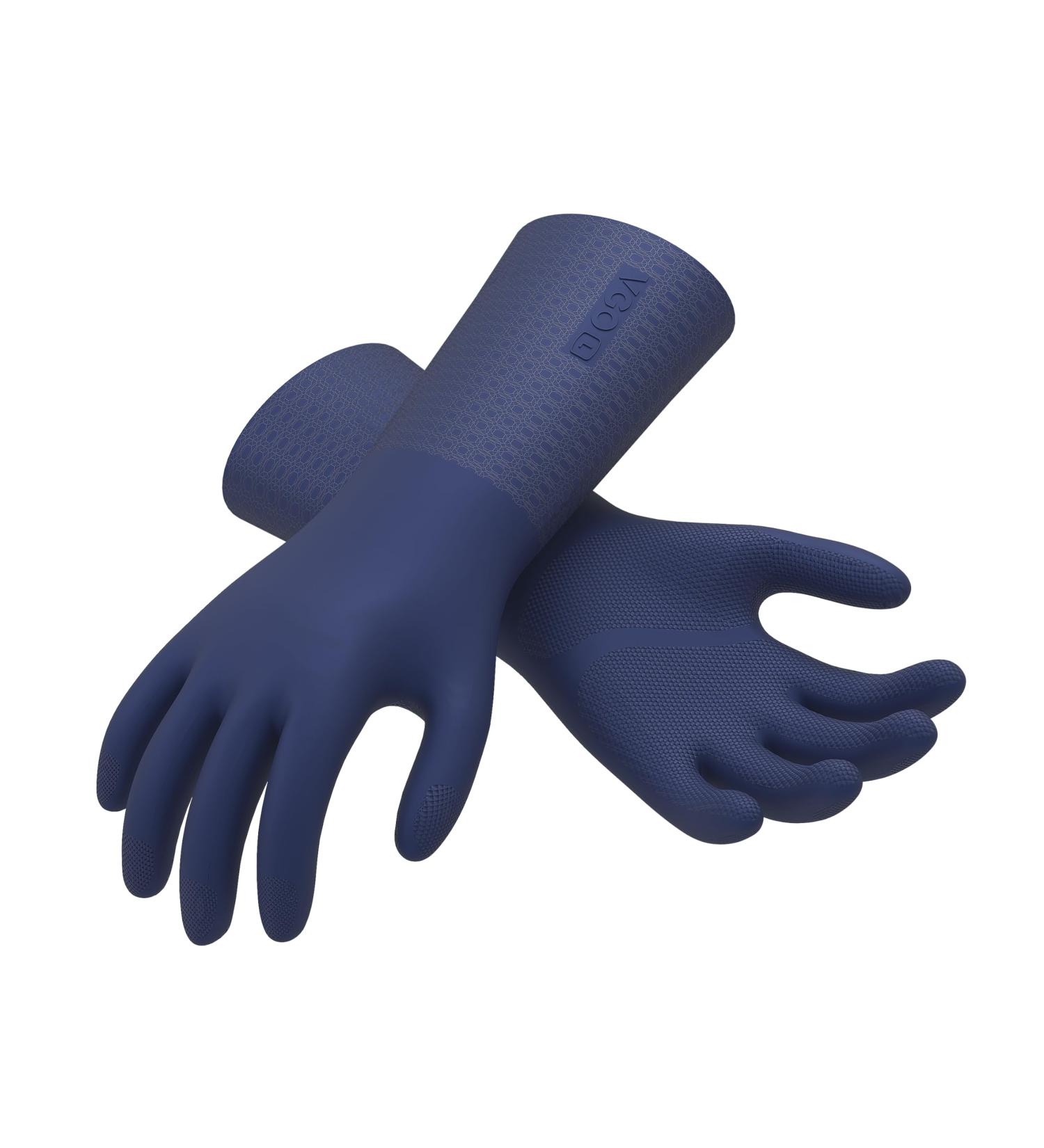 VGO TPE Household Gloves - Slipproof Latex-Free Cleaning & Kitchen Gloves (Dark Blue 1 Pair) - Super Thick & Durable for Garden & Bathroom Use - Buy Online on GoSupps.com