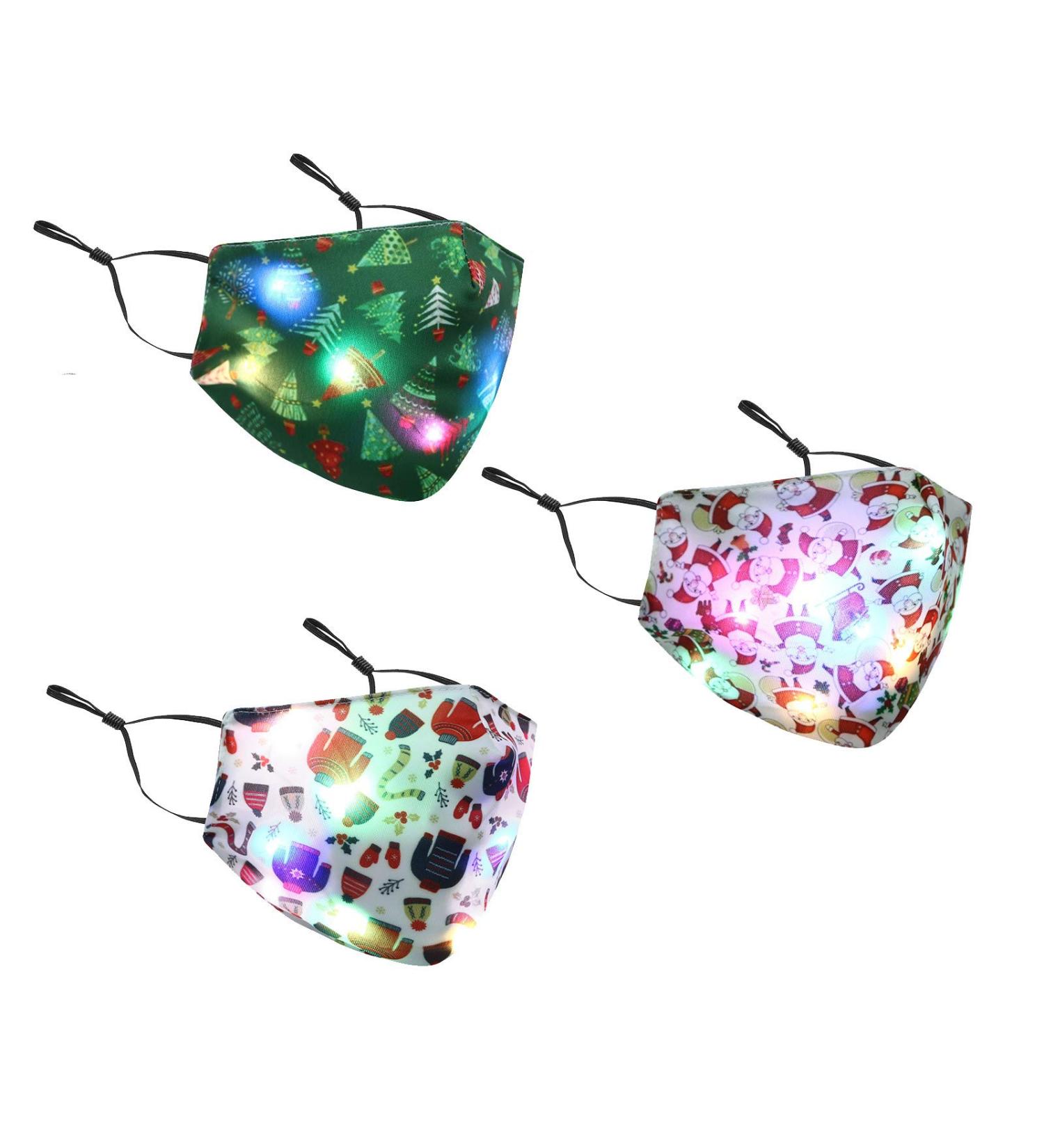 Deholifer 5-Piece Christmas Fabric Face Mask Set for Adults | Washable Cotton Mouth & Nose Protection | Adjustable & Luminescent Design - Buy Online on GoSupps.com