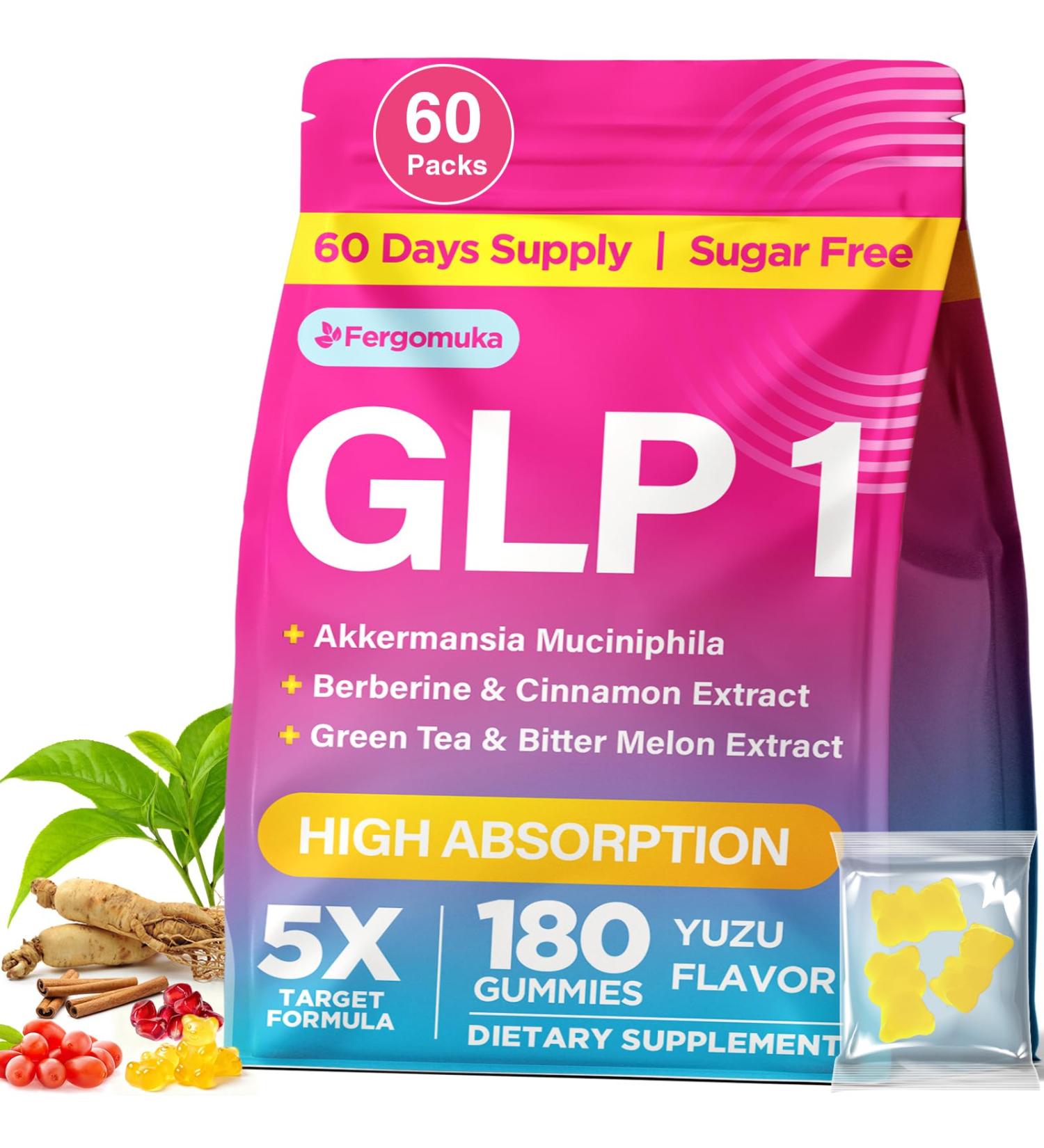 GLP 1 | 180 Count GLP 1 Support Gummies Plus Berberine Akkermansia Muciniphila Resveratrol Green Tea & Cinnamon | GLP 1 Naturally Oral Supplement | Digestive Gut Energy & Metabolic Health 180 Count (Pack of 1) - Buy Online on GoSupps.com