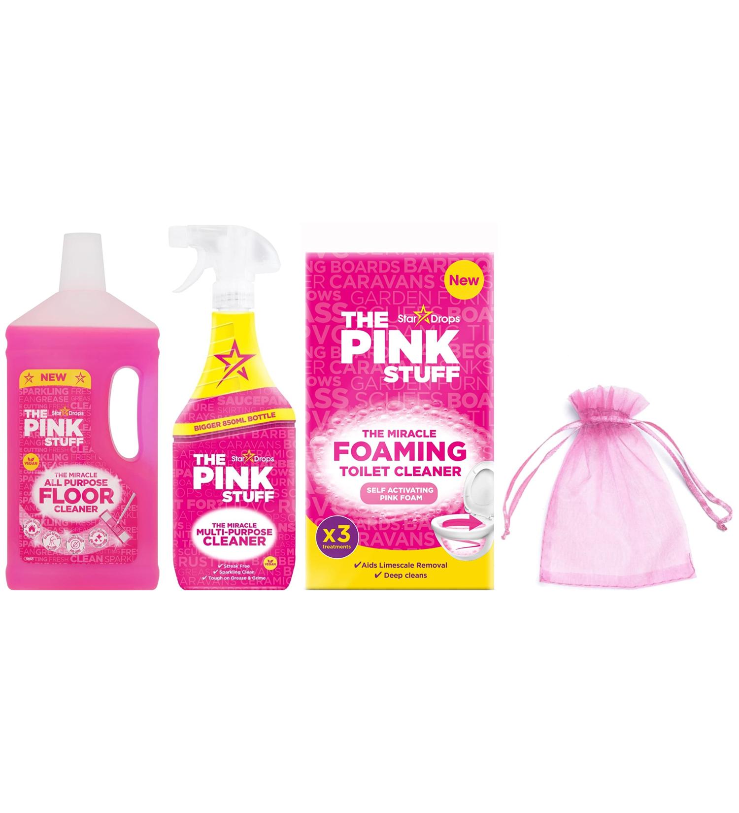 The Pink Stuff Miracle Bathroom Cleaning Bundle: All Purpose Floor Cleaner 1L + Multi Purpose Cleaner Spray 750ml + Foaming Toilet Cleaner (1pk 3 x 100g sachets) - Buy Online on GoSupps.com