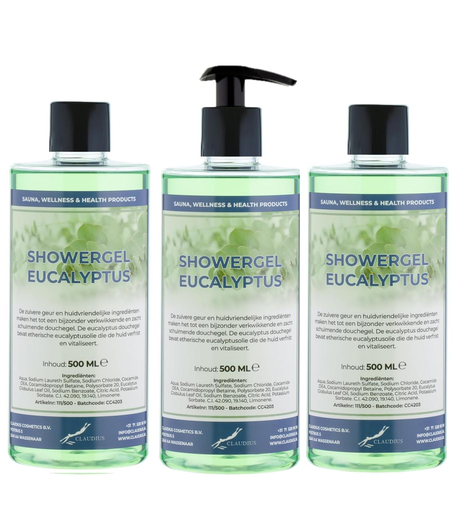Claudius Shower Gel Eucalyptus 500 ml set of 3 pieces with free pump Showergel