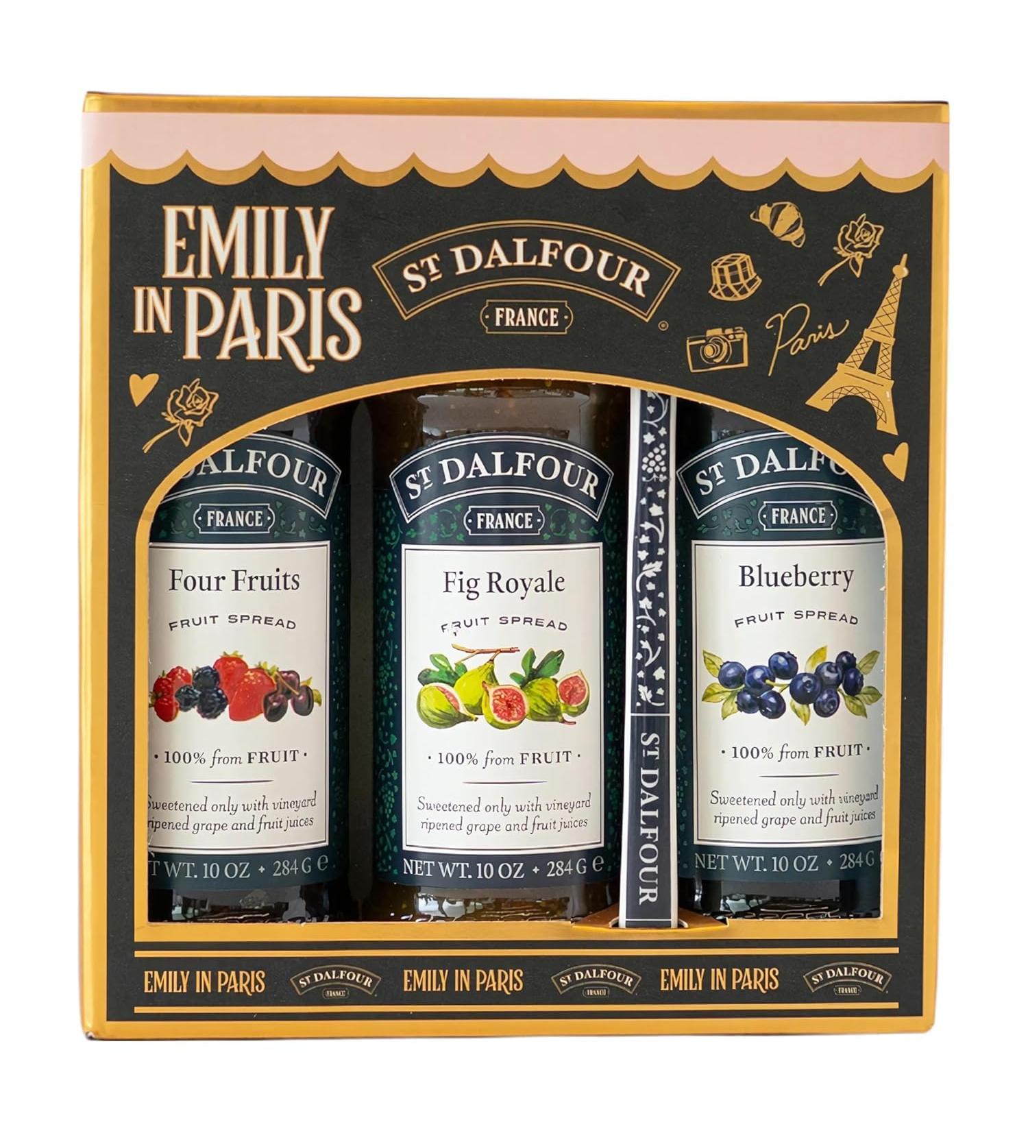 St Dalfour St. Dalfour Emily in Paris Edition 100% Fruit Gift Set No Added Sugar Gluten Free 3 x 284 g Four Fruits Fig Black Cherry - Buy Online on GoSupps.com