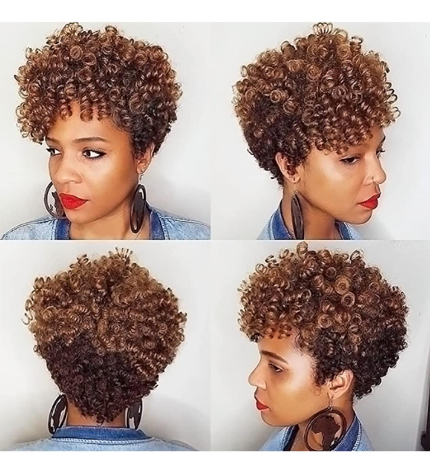 QITAQOTA Pixie Cut Wig Short Wigs for Black Women Curly Wig Short Cut Wigs Short Curly Wig Afro Curly Funmi Wigs V124G2H