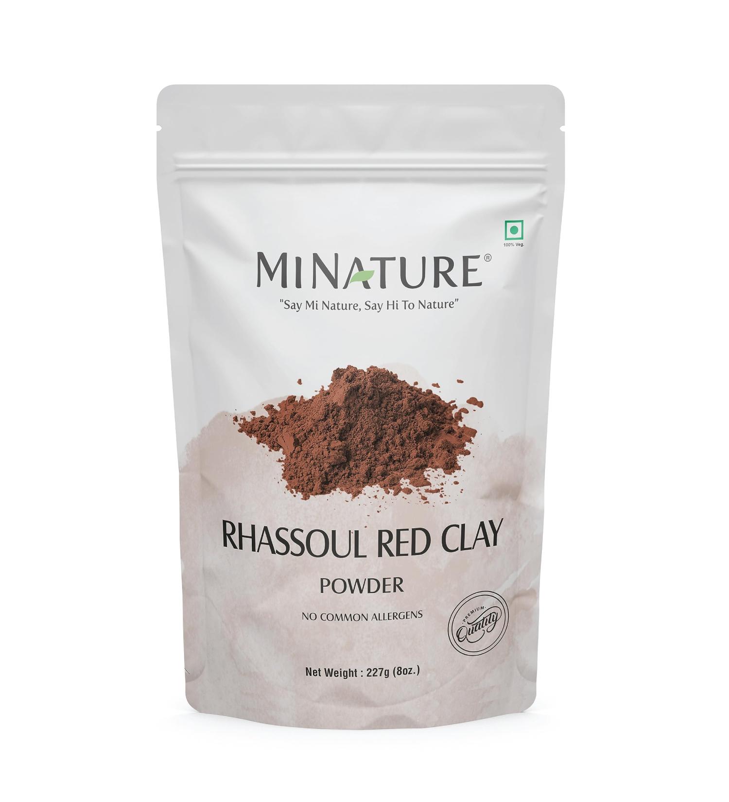 Rhassoul Red Clay powder by mi nature |Ghassoul Clay | Face and Hair | 227g(8 oz) | Very Fine Textured Powder | Deep Cleansing Even Skin tone Acne Care | Hair Conditioner - Buy Online on GoSupps.com