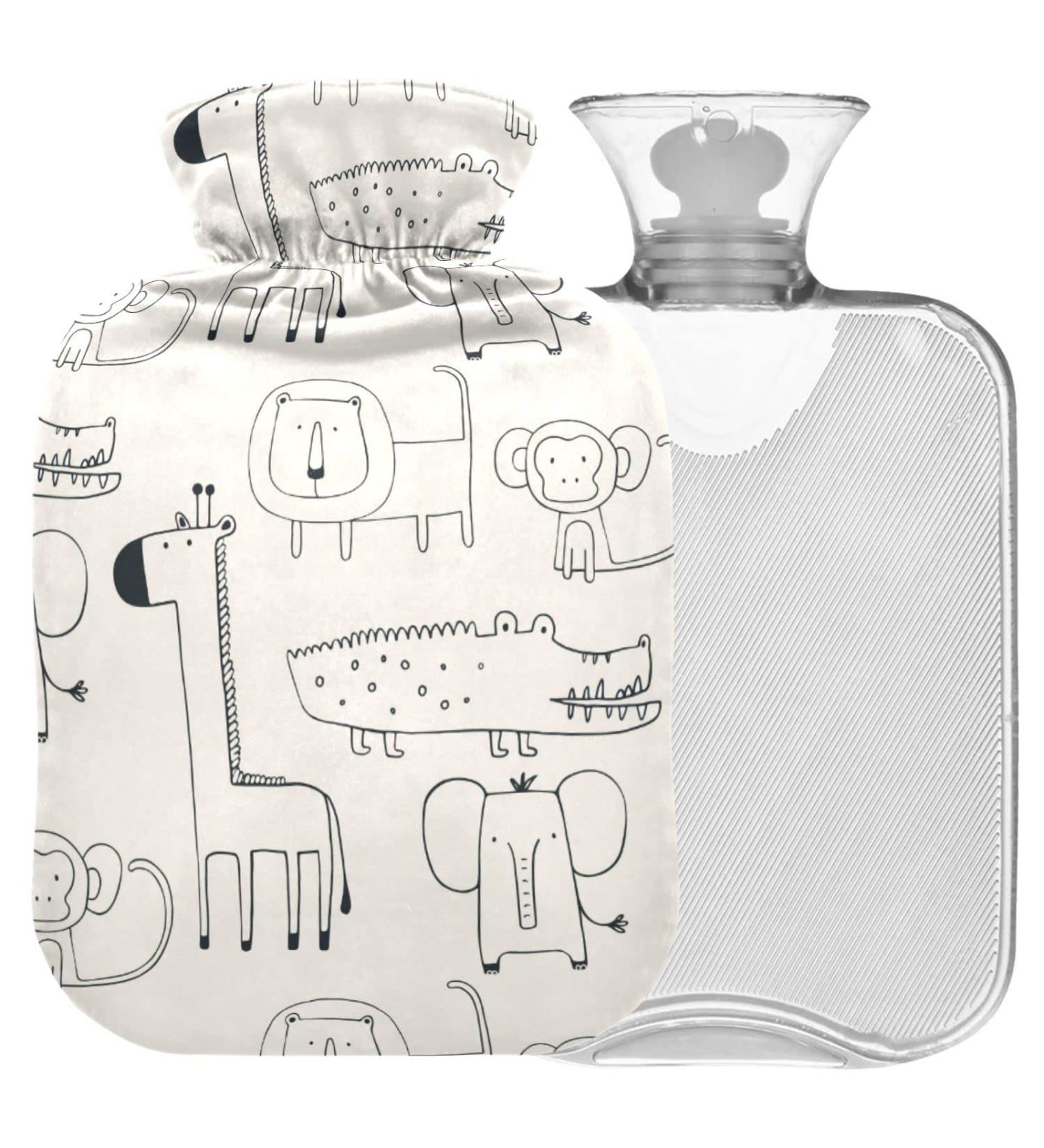 Shop Naanle 2L African Animals Heat Bottle | Transparent Hot Water Bottle for Pain Relief & Cold Therapy | Large Bed Hand & Feet Warmer - Buy Online on GoSupps.com