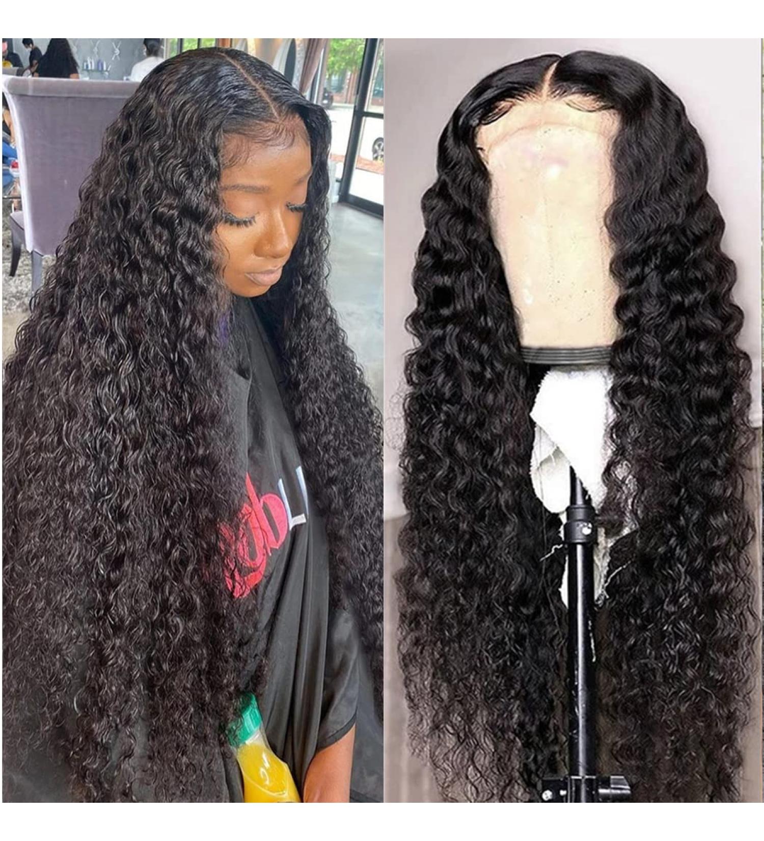 24 Inch Deep Wave Closure HD Transparent Glueless Wig | Pre Plucked with Baby Hair | 180% Density | Black Color - Buy Online on GoSupps.com