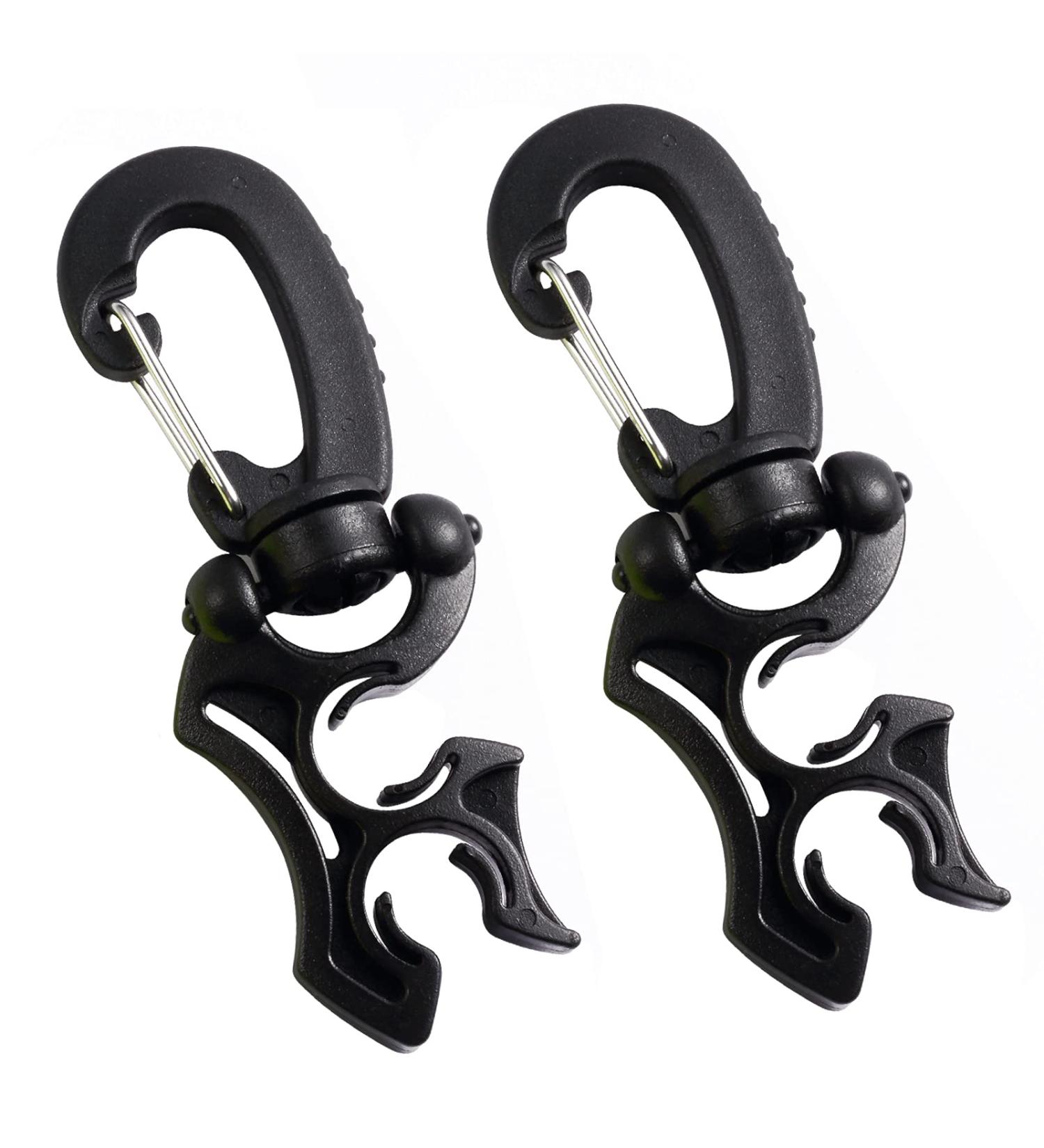 Yizerel Scuba Hose Clip 2 Pack - Double BCD Dive Hose Holder - Snap Hook Buckle - Snorkeling Diving Accessories - Black - Buy Online on GoSupps.com