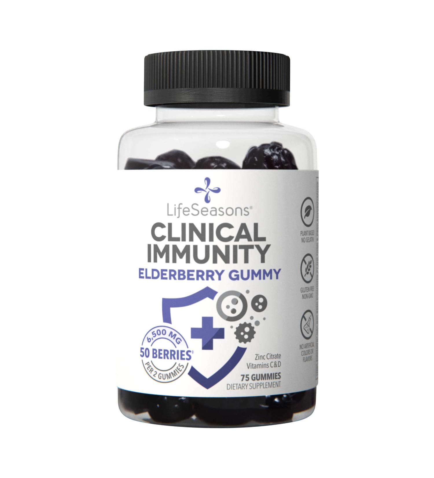 LifeSeasons Clinical Immunity Elderberry Gummies 6500 mg - 75 Count | Immune Support - Buy Online on GoSupps.com