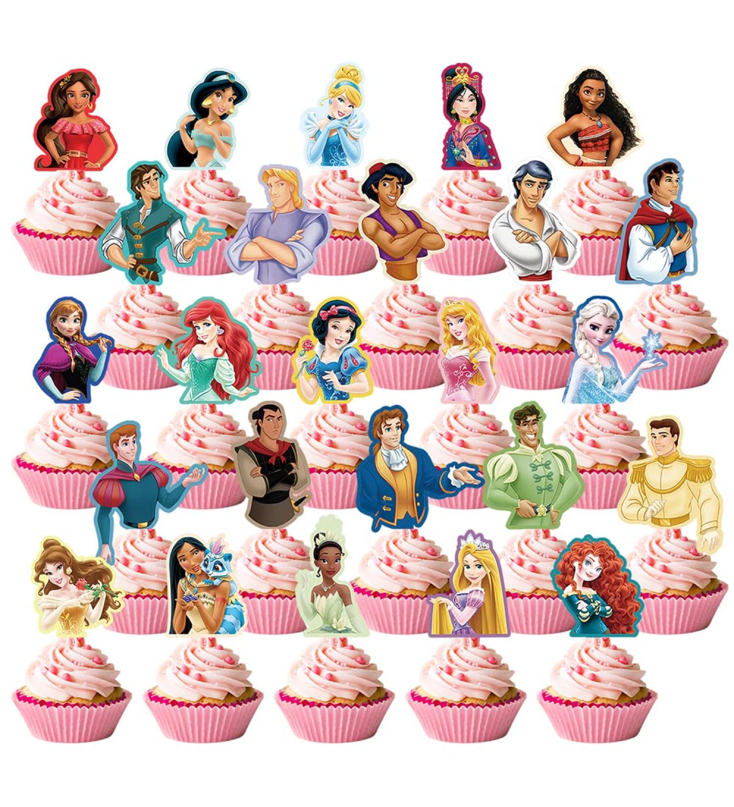 Princess and Prince Cupcake Toppers Birthday Cake Decorations Party Supplies Decor 50 counts - Buy Online on GoSupps.com