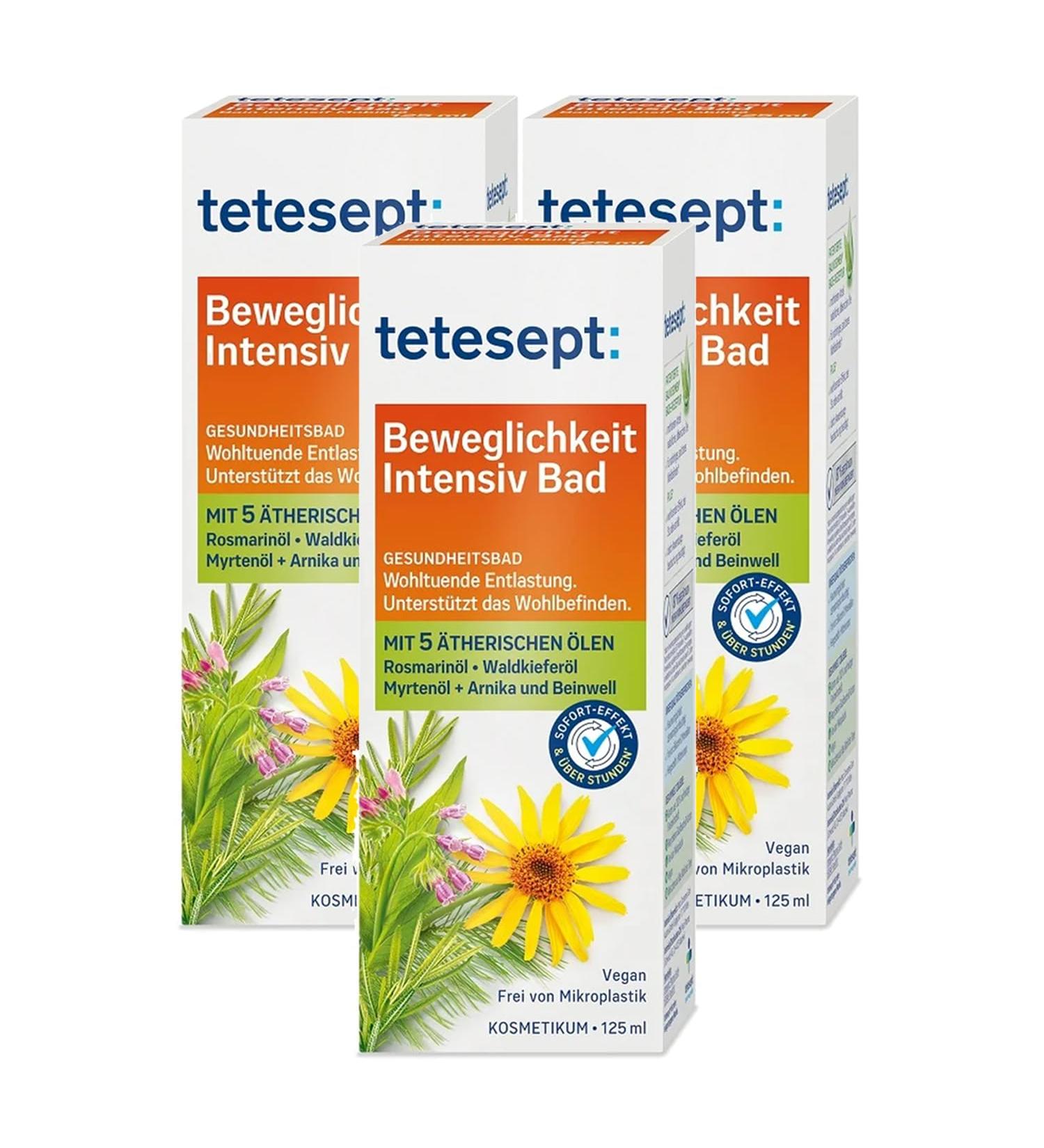 3x tetesept Mobility Intensive Bath Oil With 5 Essential Oils 125ml each