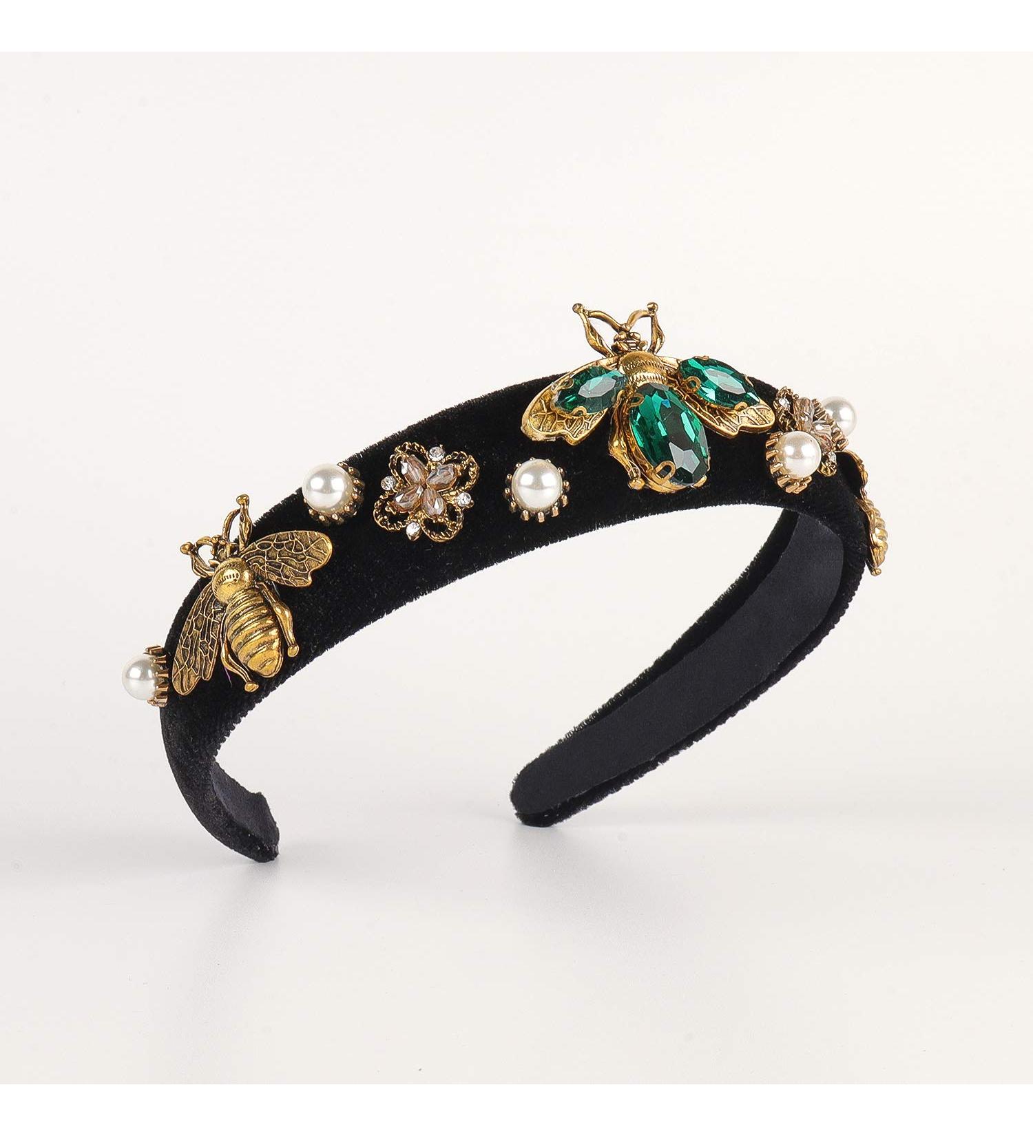 LUKSKISS Handmade Rhinestone Velvet Padded Headband for Women - Luxury Vintage Princess Style - Buy Online on GoSupps.com