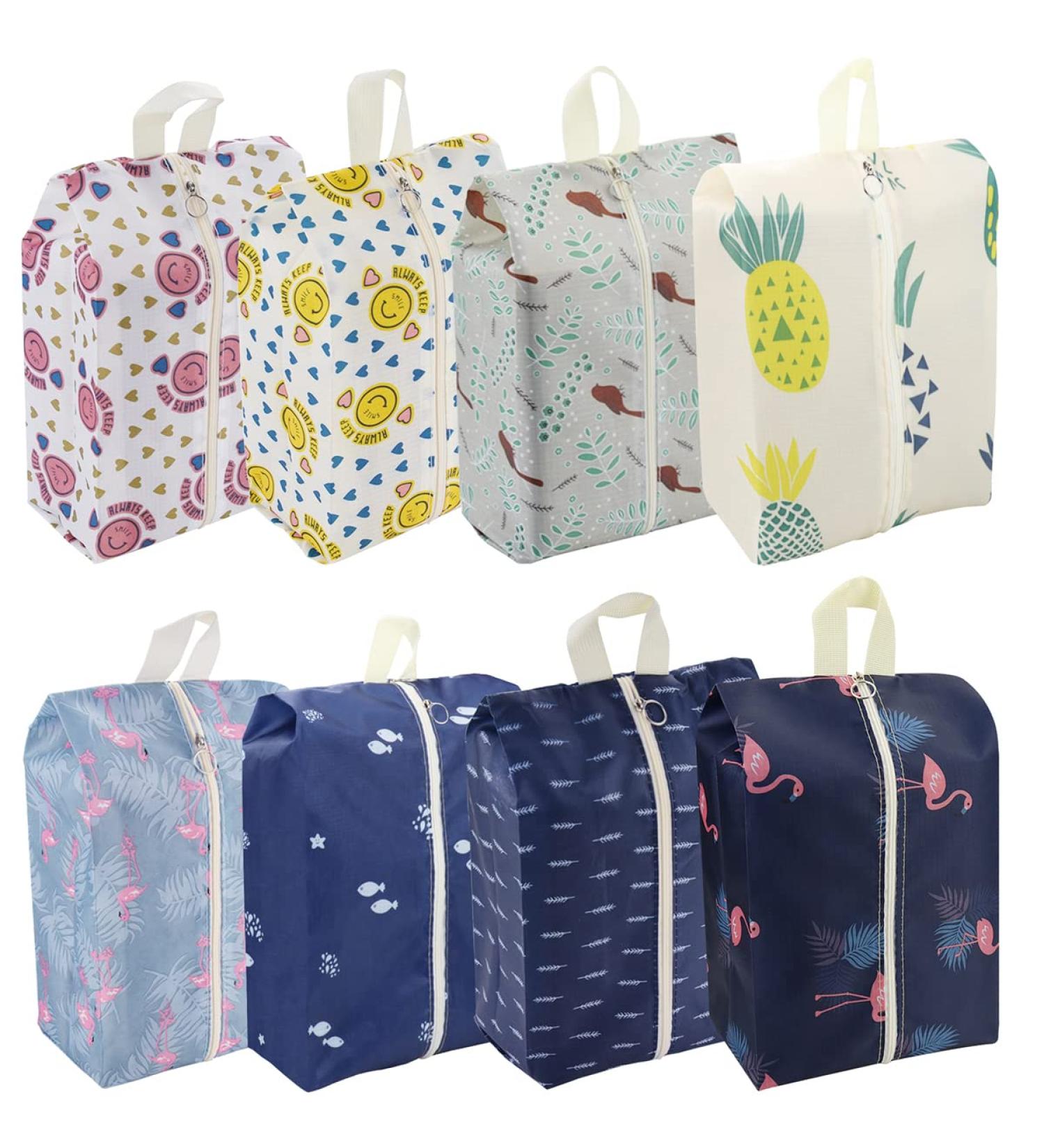 Waterproof Travel Shoe Bags with Handle for Men & Women - Set of 8 | Pattern 1 - Buy Online on GoSupps.com