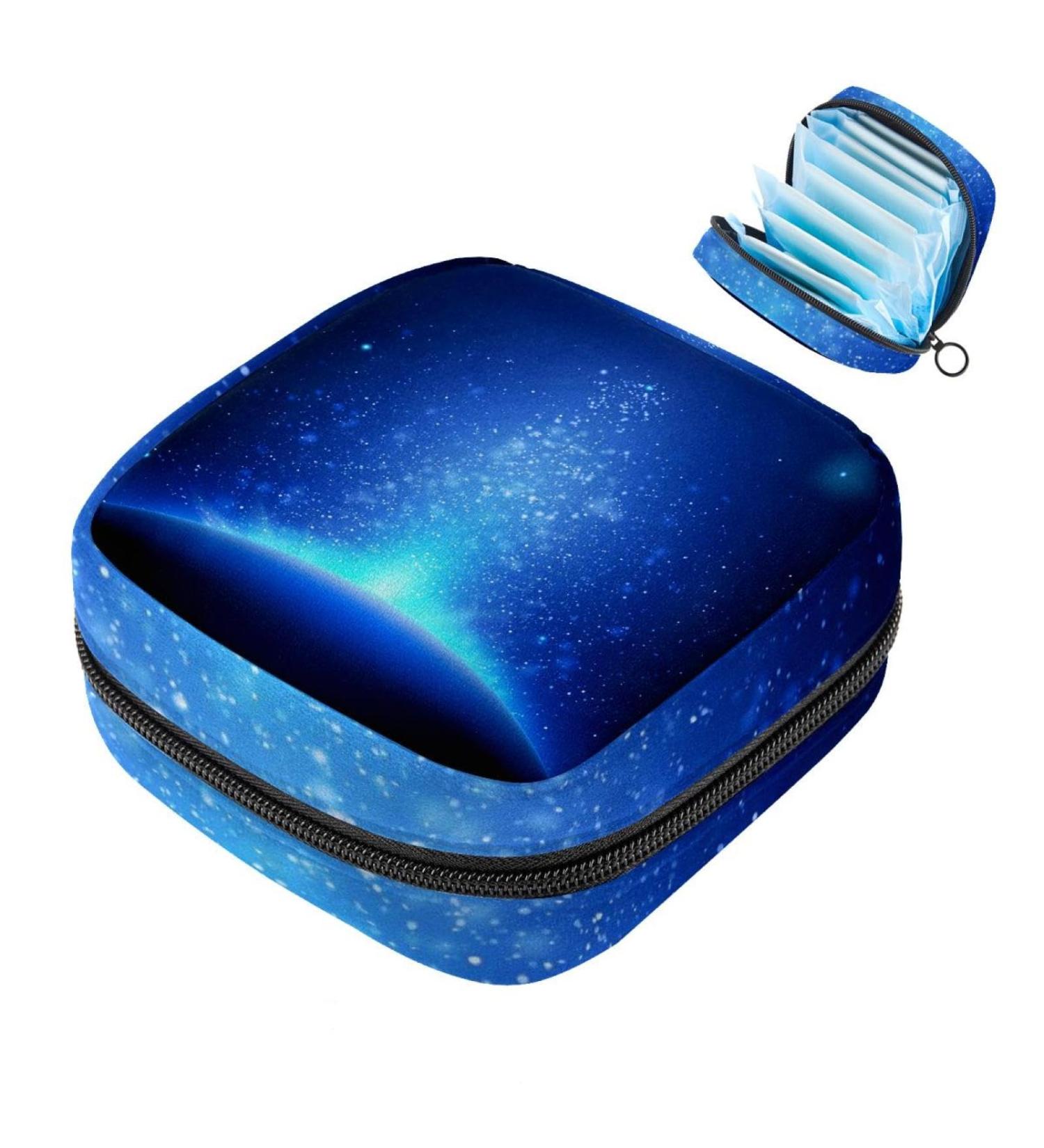 Womens Bandage Organizer with Pocket for Menstrual Cup | Big Capacity Makeup Storage | Butterflies Green Background | Travel Essential 4.7x6.6x6.6 in - Buy Online on GoSupps.com