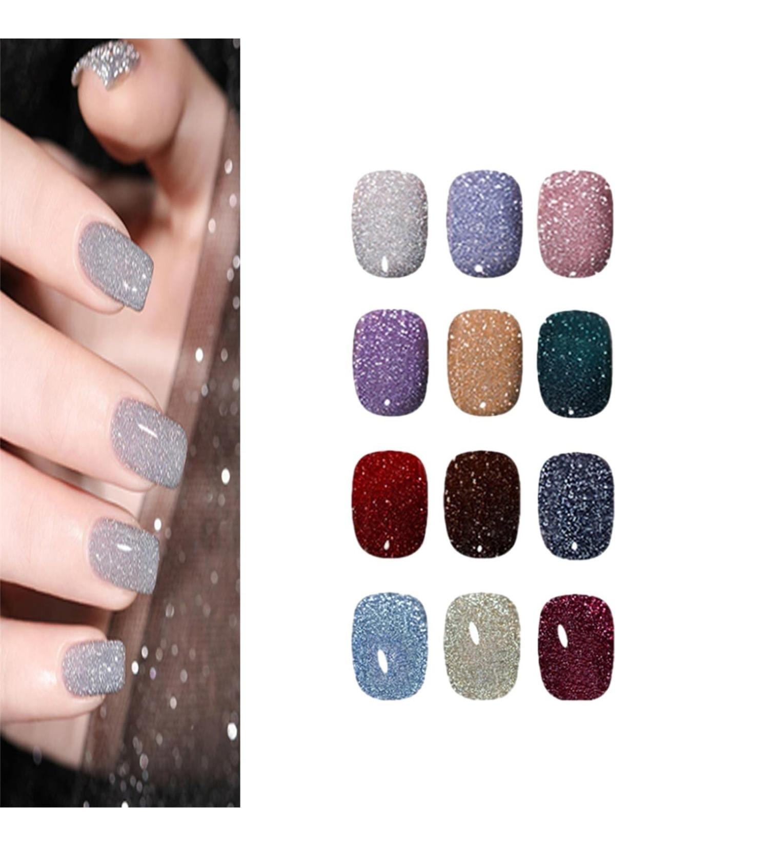 High Density Glitter Nail Polish 12 Colors Reflective Glitter Gel Nail Polish Set Holographic Glitter Nail Polish Manicure Set for Nail Art DIY Manicure and Pedicure at Home (Color : SE12 Size : - Buy Online on GoSupps.com