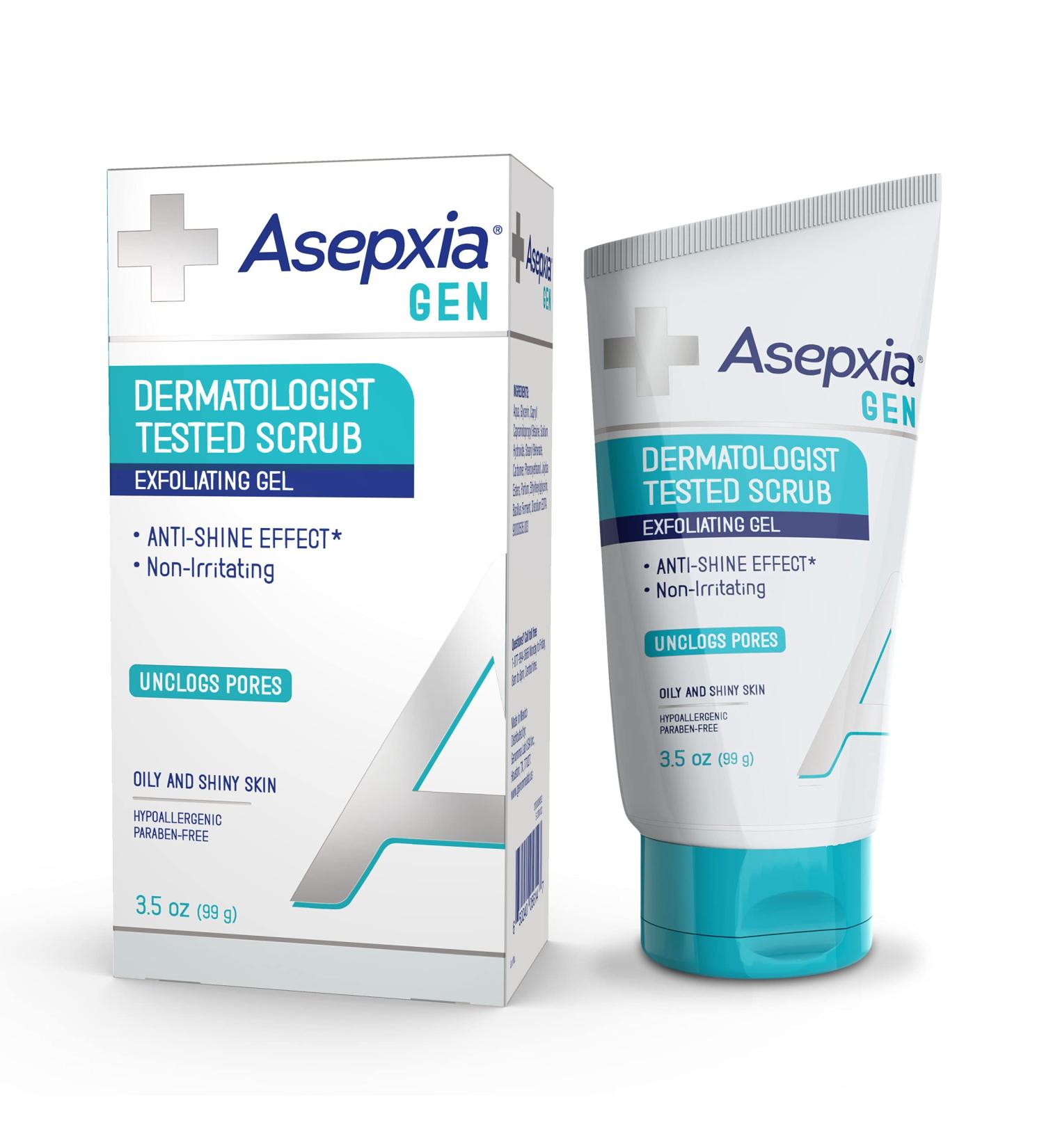 Asepxia GEN Facial Exfoliating Scrub Gel for Oily Skin - Anti-Brightness Effect 3.5 oz | Buy Internationally - Buy Online on GoSupps.com