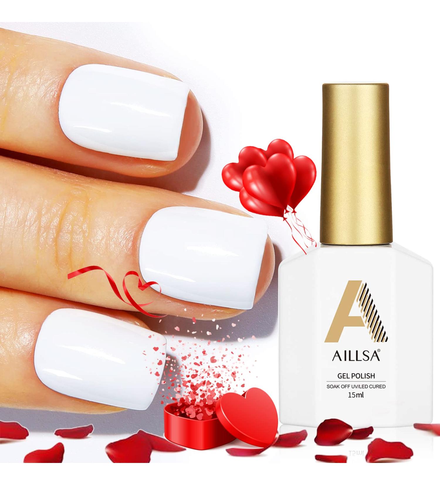 AILLSA White Gel Nail Polish 15 ML - Long Lasting UV Gel Varnish for DIY Manicure at Home - Buy Online on GoSupps.com