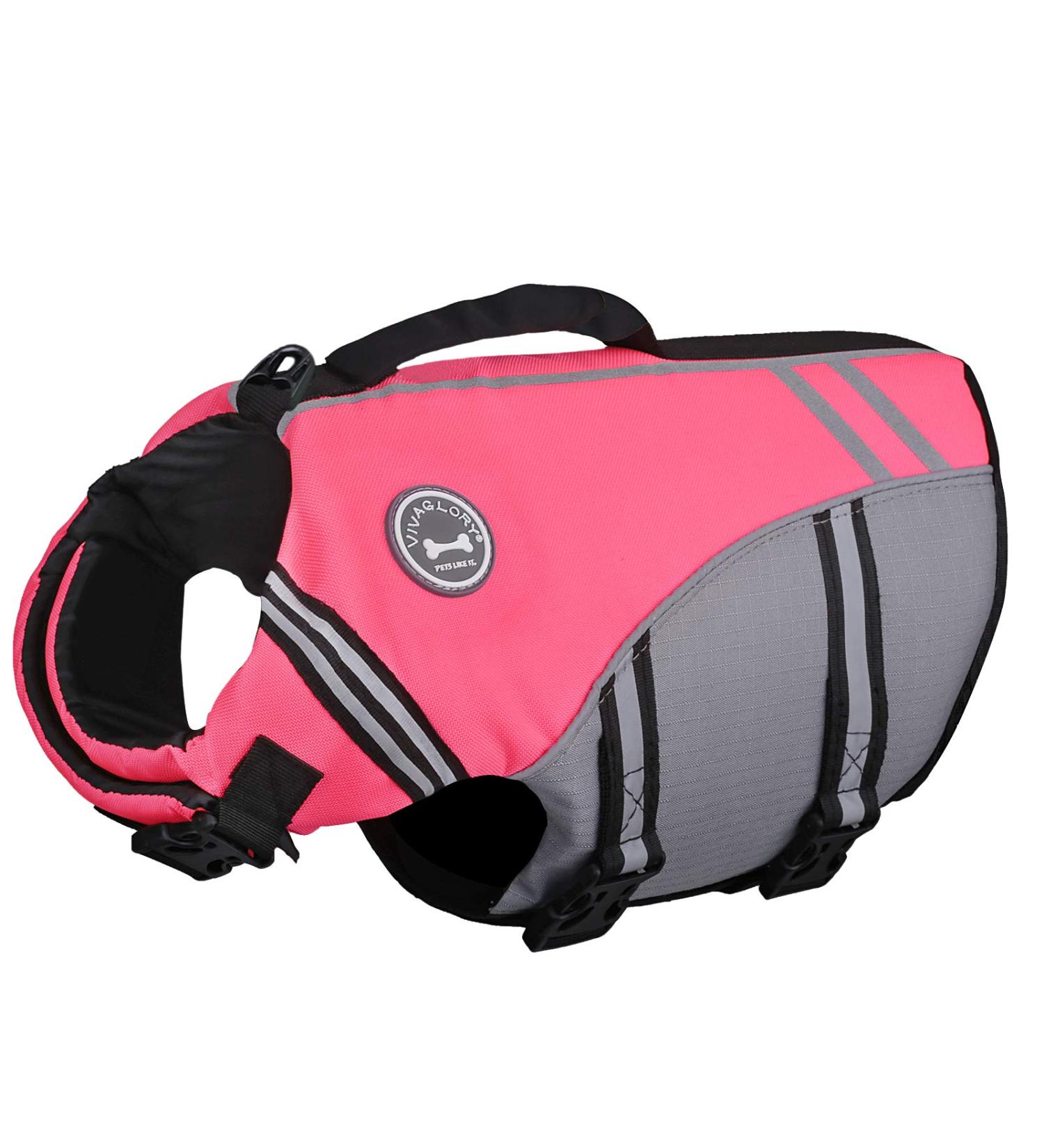 Vivaglory Sportstil Fluid Dog Life Jacket - Adjustable Durable Safe Buoyancy for Large Dogs (Neon Pink L: 66-79 cm) - Buy Online on GoSupps.com