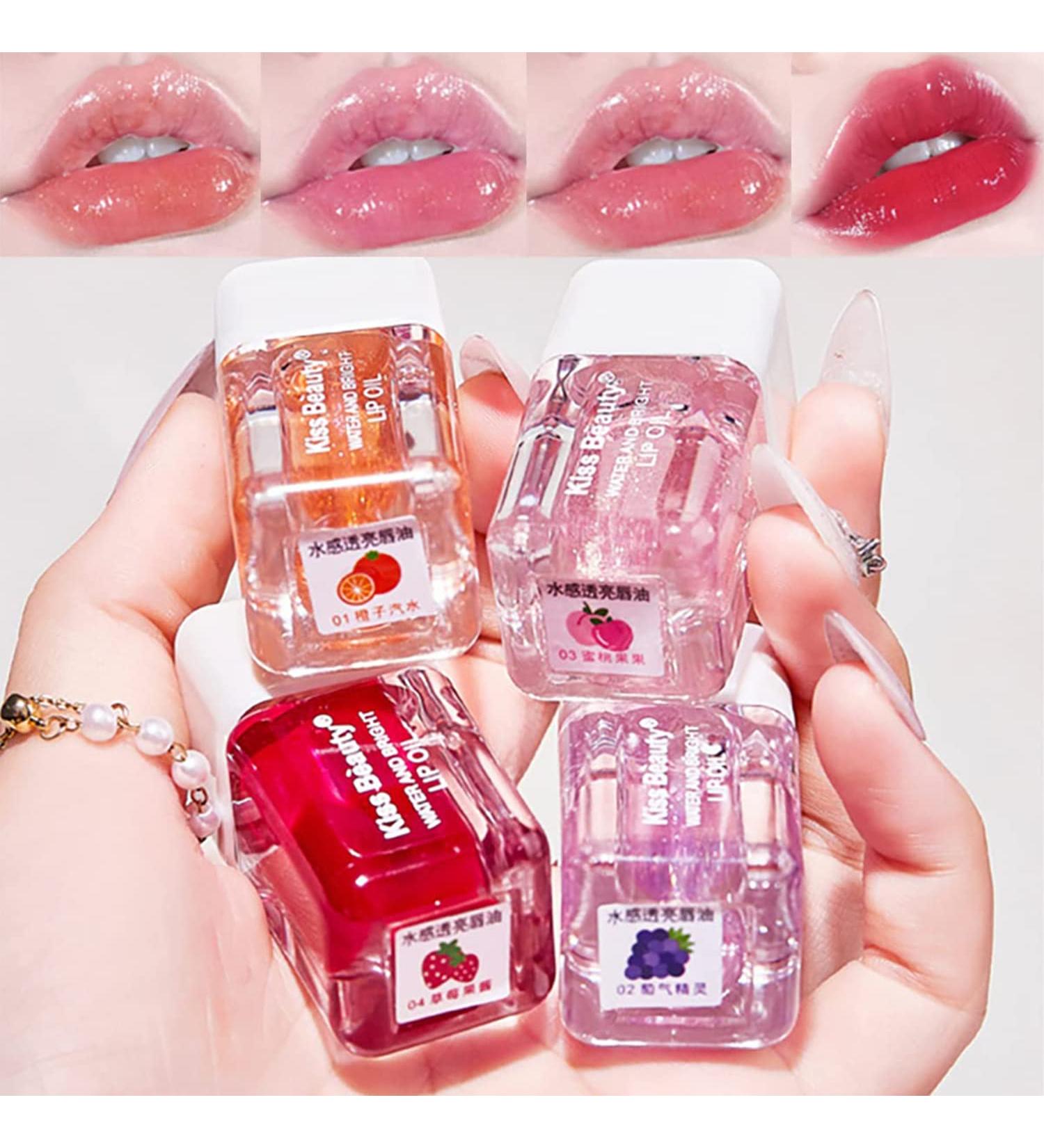 Hydrating Lip Glow Oil - Fruit Flavoured Moisturizing Gloss - Long Lasting Nourishing Shine - 4 Colors - Buy Online on GoSupps.com