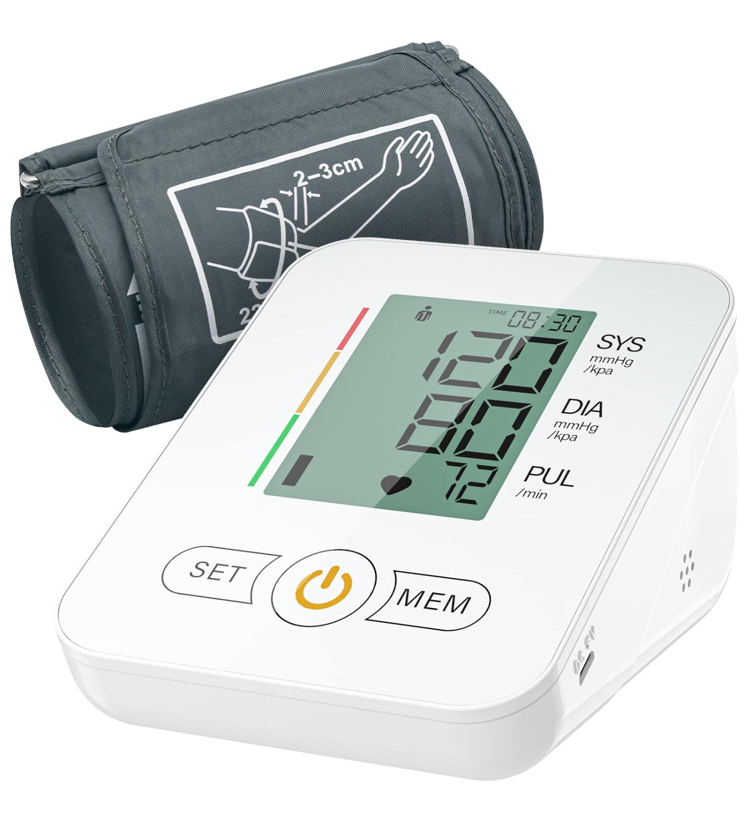 Upper Arm Blood Pressure Monitor with Extra Large Cuff - LCD Screen, Automatic Digital BP Machine for Home and Travel Use (Off-White) - Buy Online on GoSupps.com